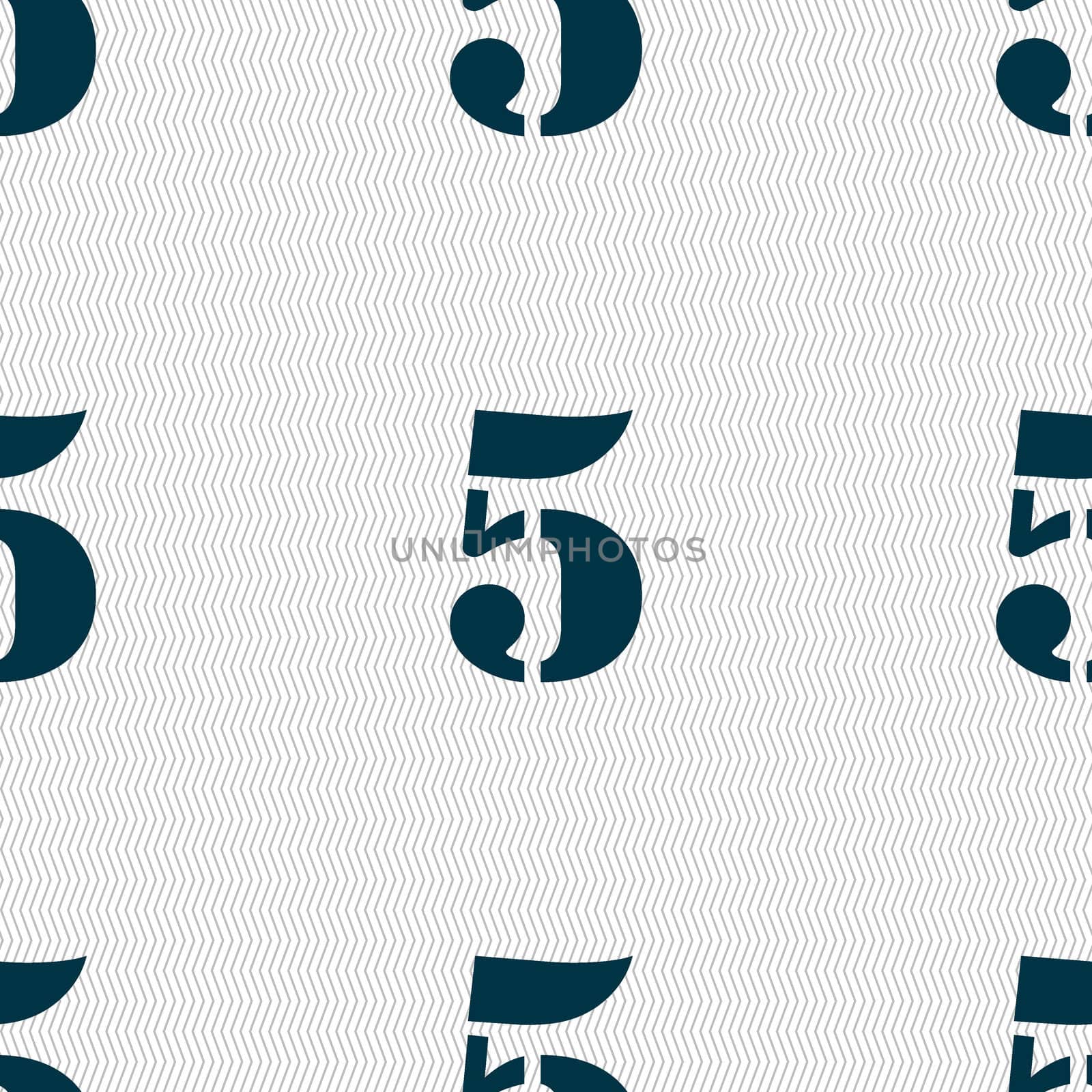 number five icon sign. Seamless abstract background with geometric shapes.  by serhii_lohvyniuk