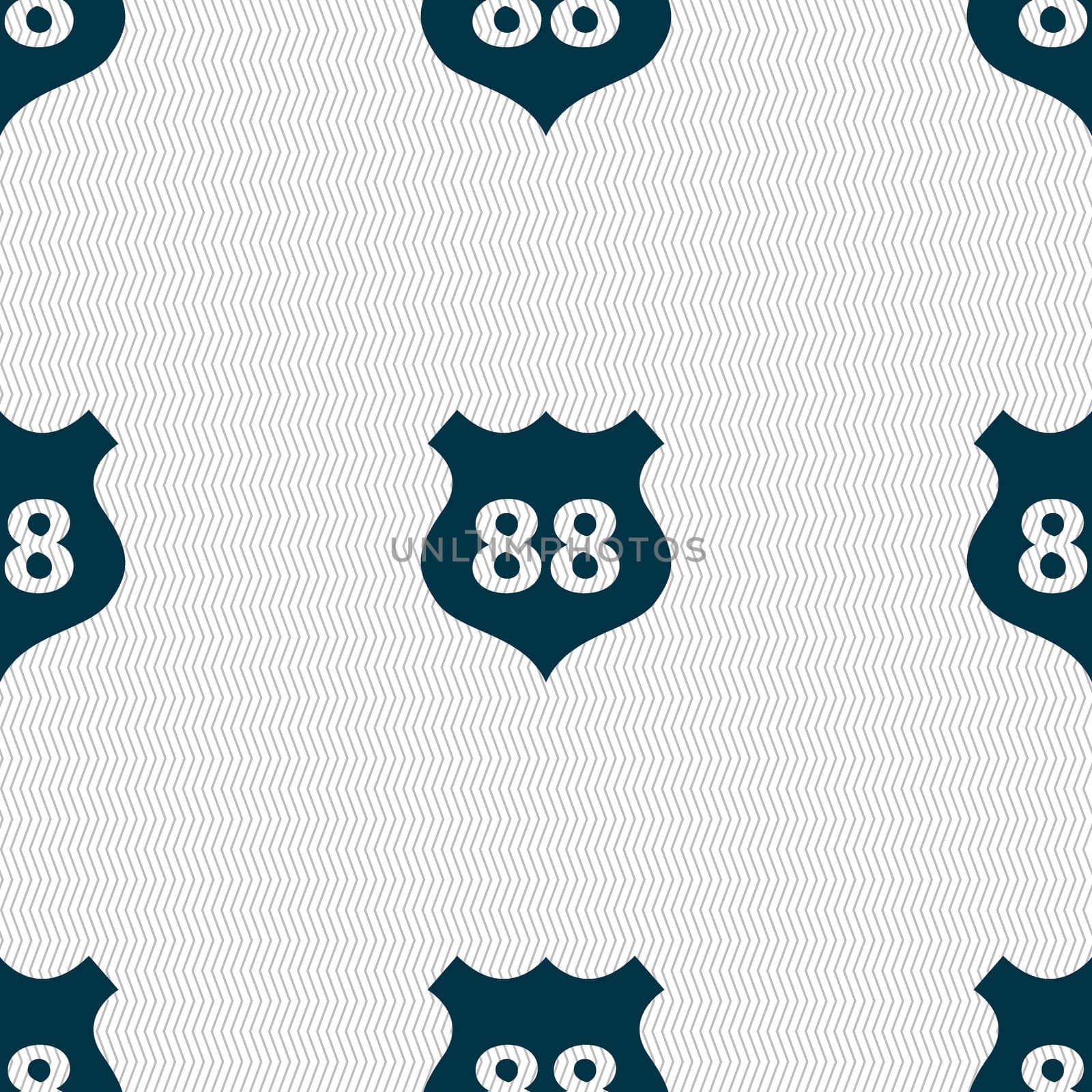 Route 88 highway icon sign. Seamless abstract background with geometric shapes. illustration