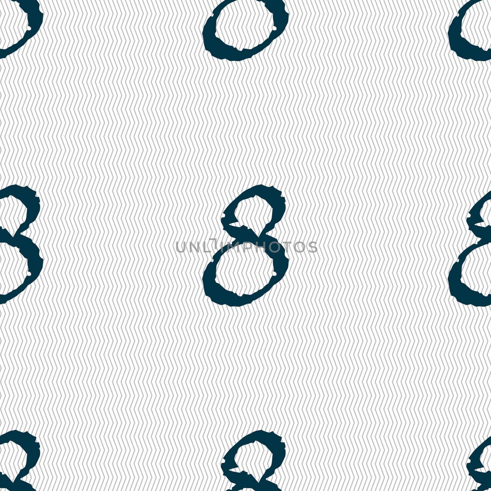 number Eight icon sign. Seamless abstract background with geometric shapes.  by serhii_lohvyniuk