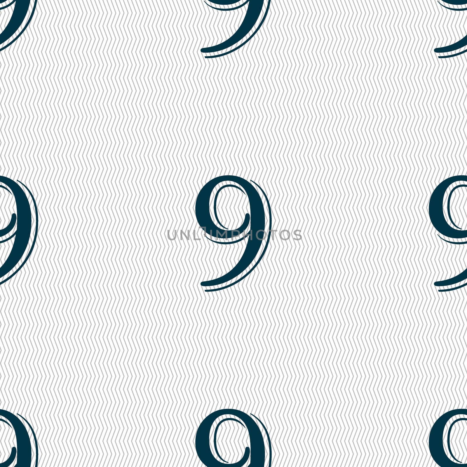 number Nine icon sign. Seamless abstract background with geometric shapes.  by serhii_lohvyniuk