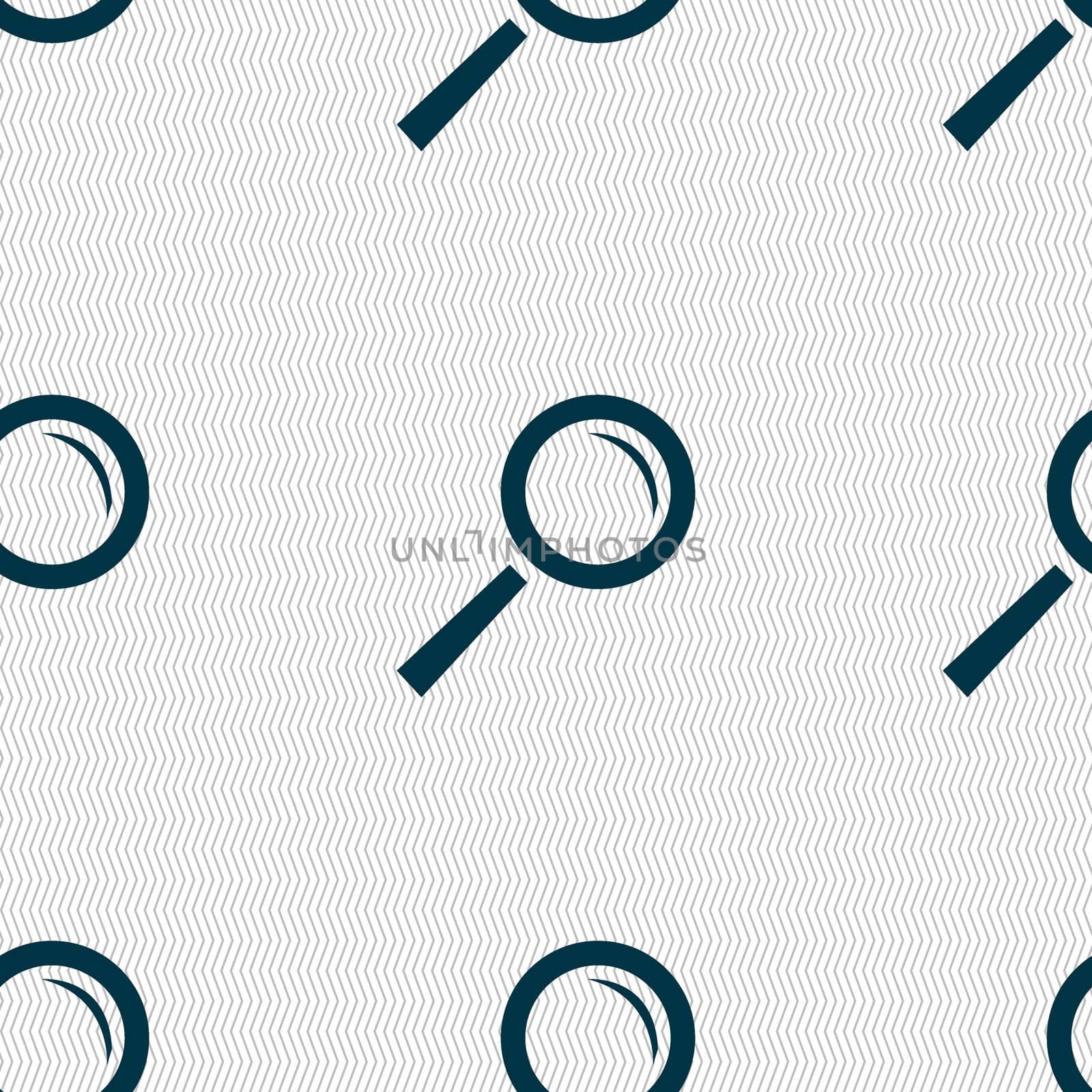 Magnifier glass sign icon. Zoom tool button. Navigation search symbol. Seamless abstract background with geometric shapes.  by serhii_lohvyniuk