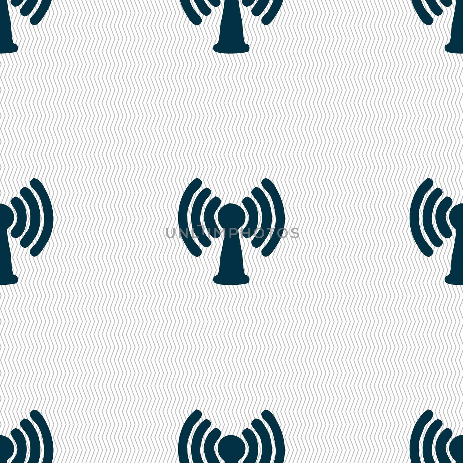 Wi-fi, internet icon sign. Seamless pattern with geometric texture. illustration