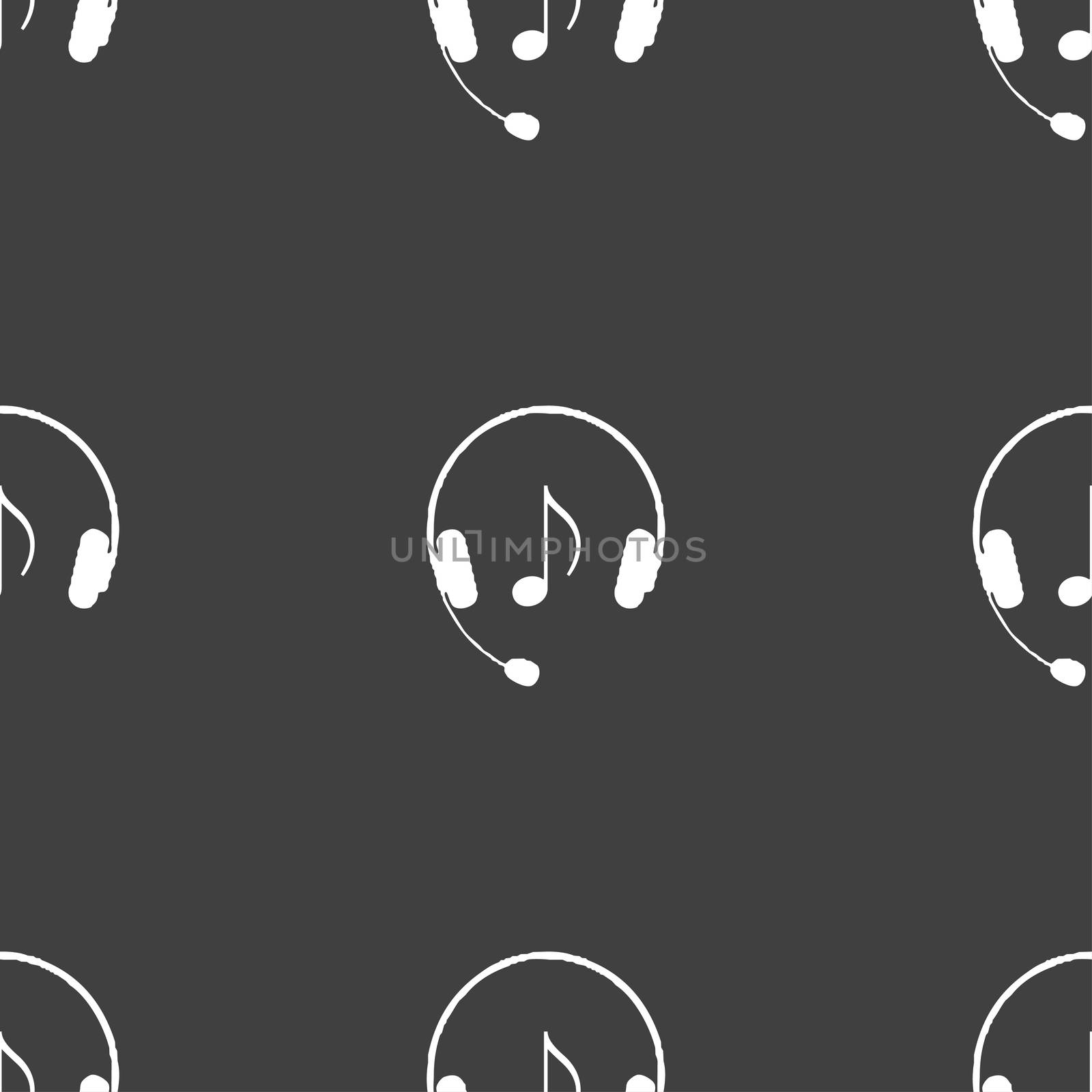 headsets icon sign. Seamless pattern on a gray background.  by serhii_lohvyniuk