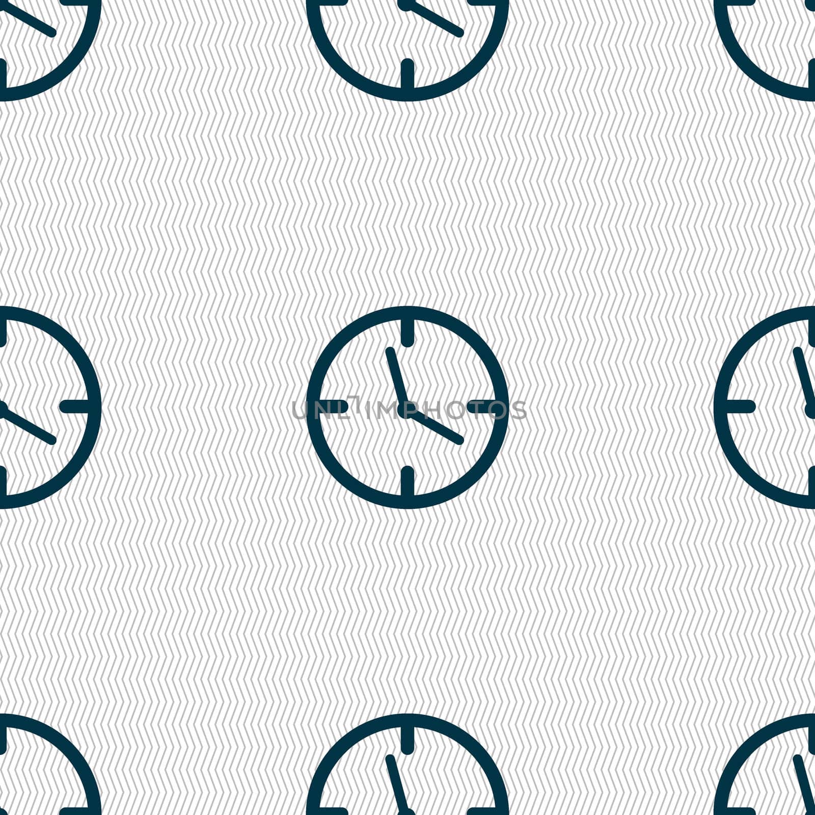 Clock time sign icon. Mechanical watch symbol. Seamless abstract background with geometric shapes. illustration