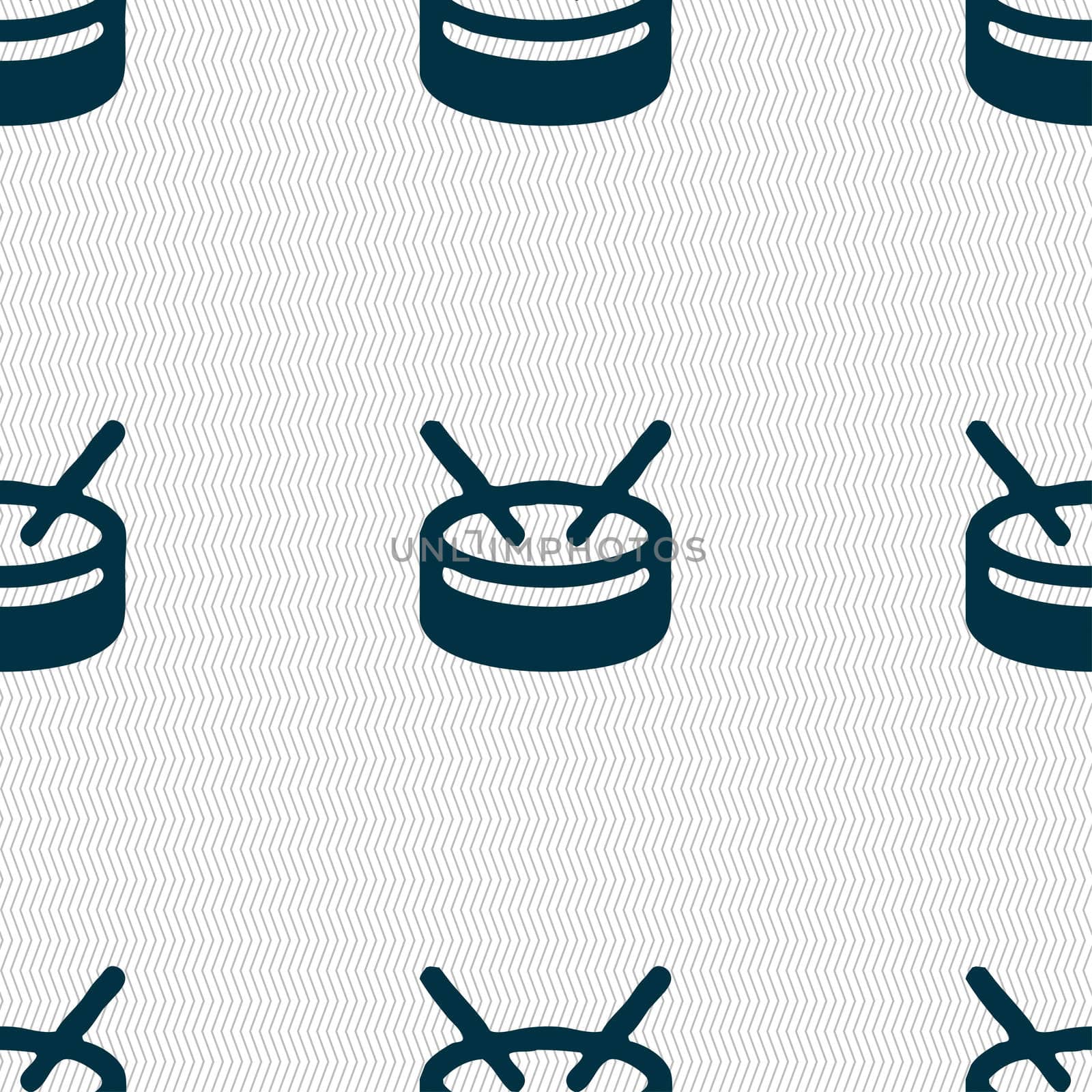 drum icon sign. Seamless pattern with geometric texture.  by serhii_lohvyniuk