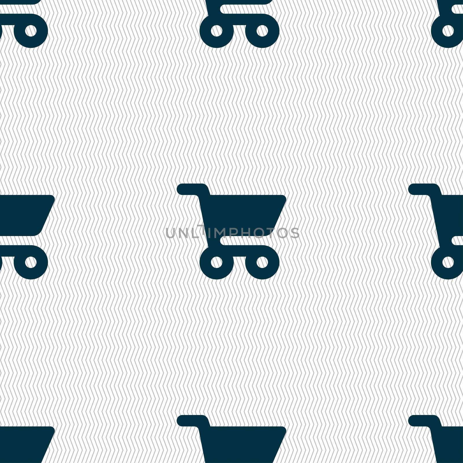 shopping basket icon sign. Seamless pattern with geometric texture. illustration
