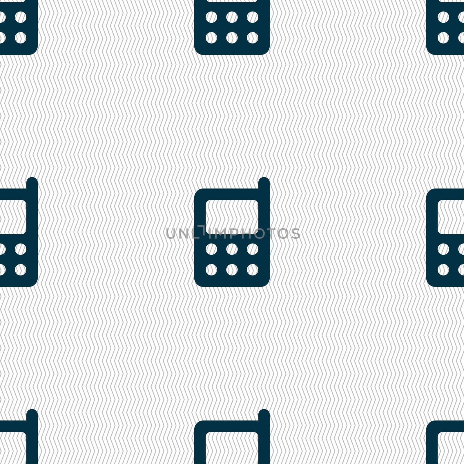 mobile phone icon sign. Seamless pattern with geometric texture. illustration