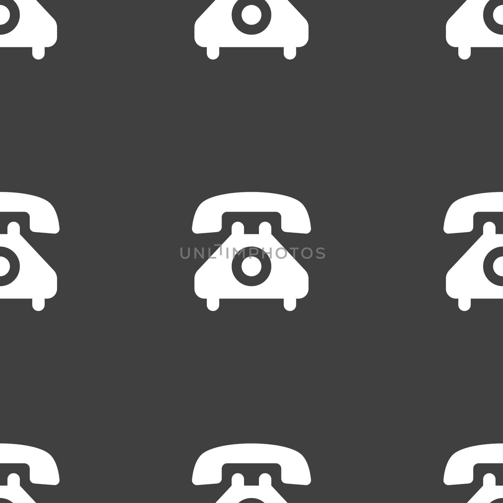 retro telephone handset icon sign. Seamless pattern on a gray background. illustration