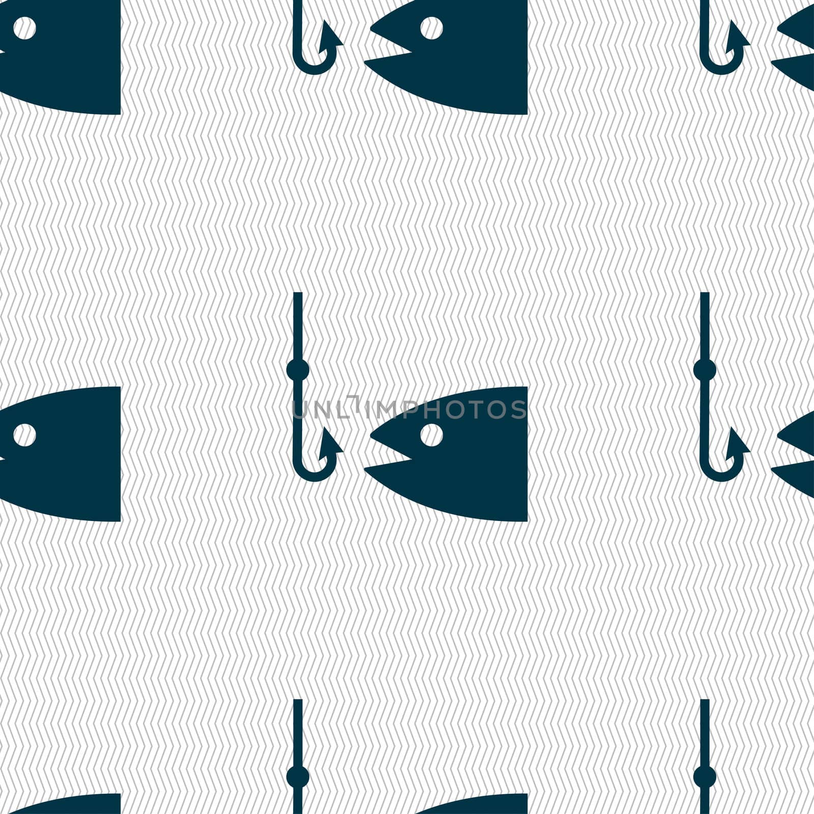Fishing icon sign. Seamless pattern with geometric texture.  by serhii_lohvyniuk