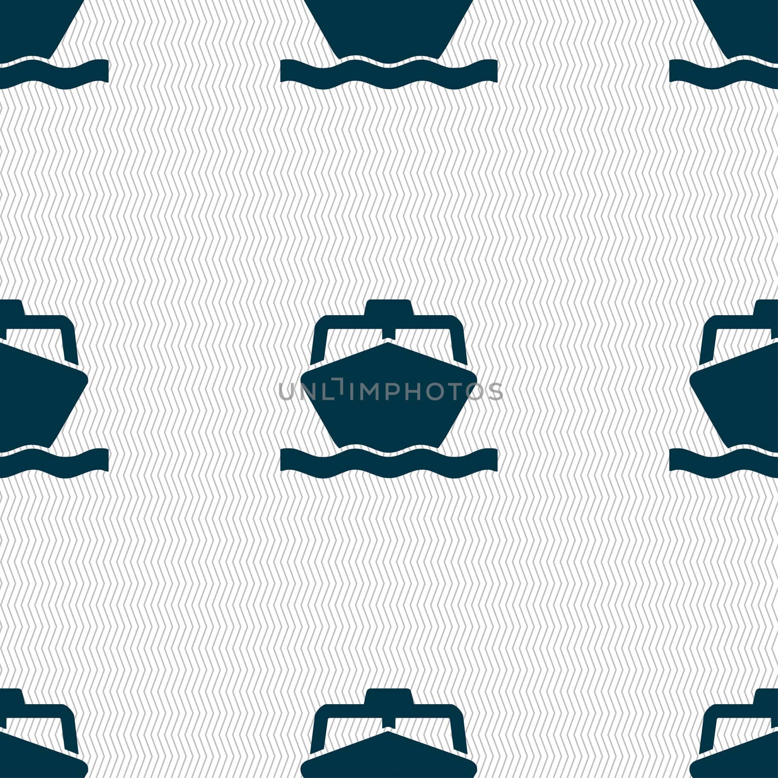 the boat icon sign. Seamless pattern with geometric texture.  by serhii_lohvyniuk