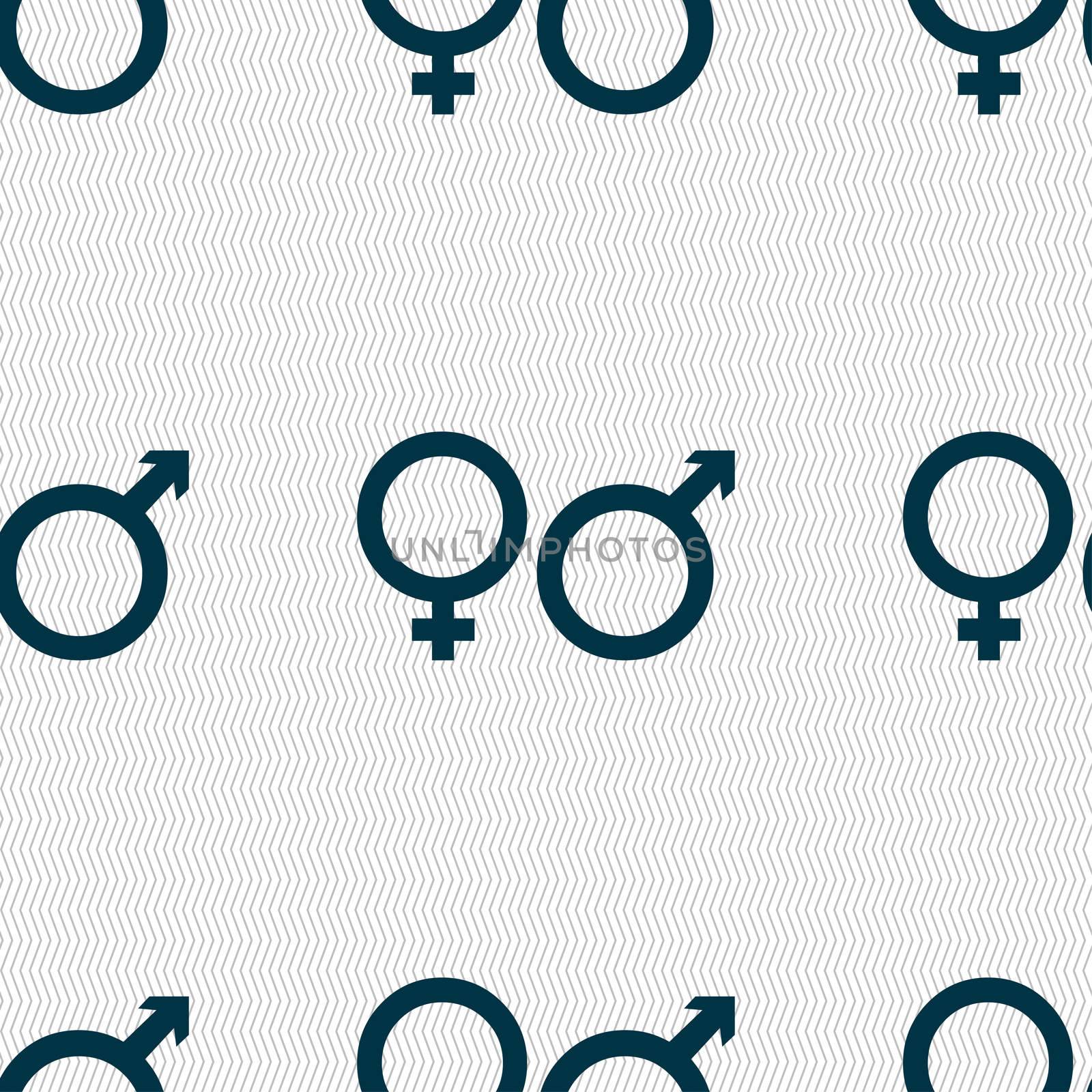 male and female icon sign. Seamless pattern with geometric texture. illustration