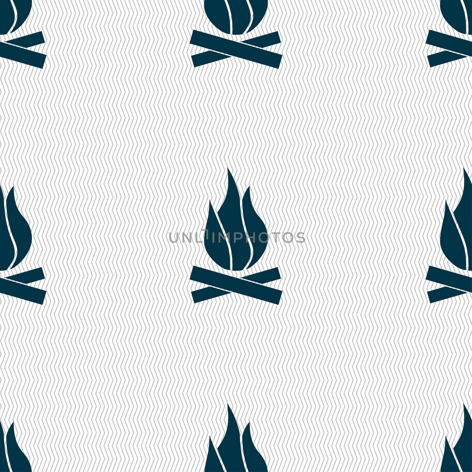 A fire icon sign. Seamless pattern with geometric texture.  by serhii_lohvyniuk