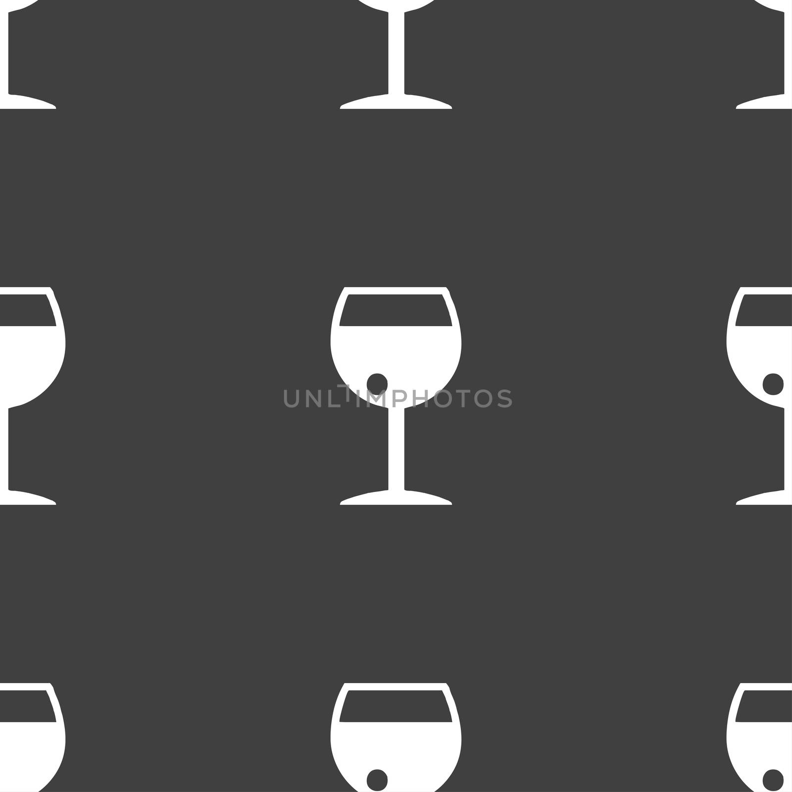 glass of wine icon sign. Seamless pattern on a gray background. illustration