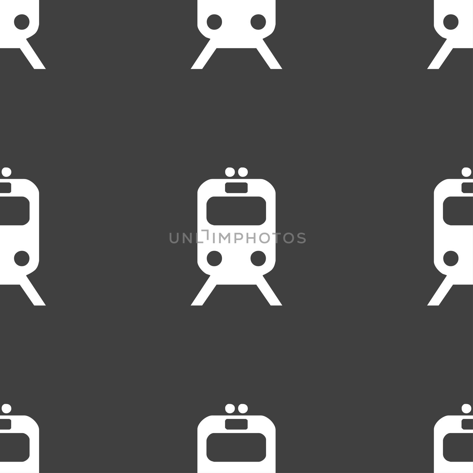 train icon sign. Seamless pattern on a gray background.  by serhii_lohvyniuk