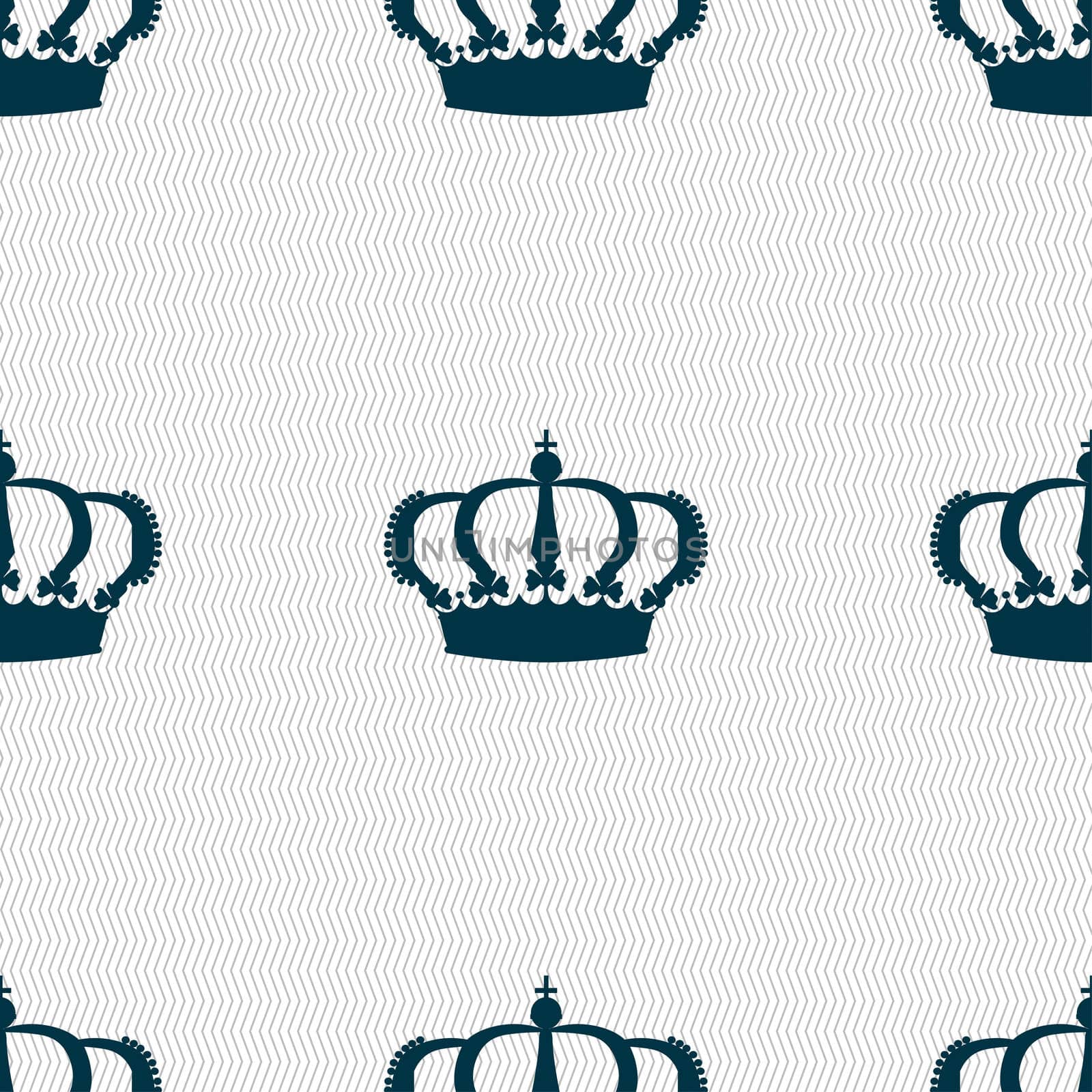 Crown icon sign. Seamless pattern with geometric texture.  by serhii_lohvyniuk