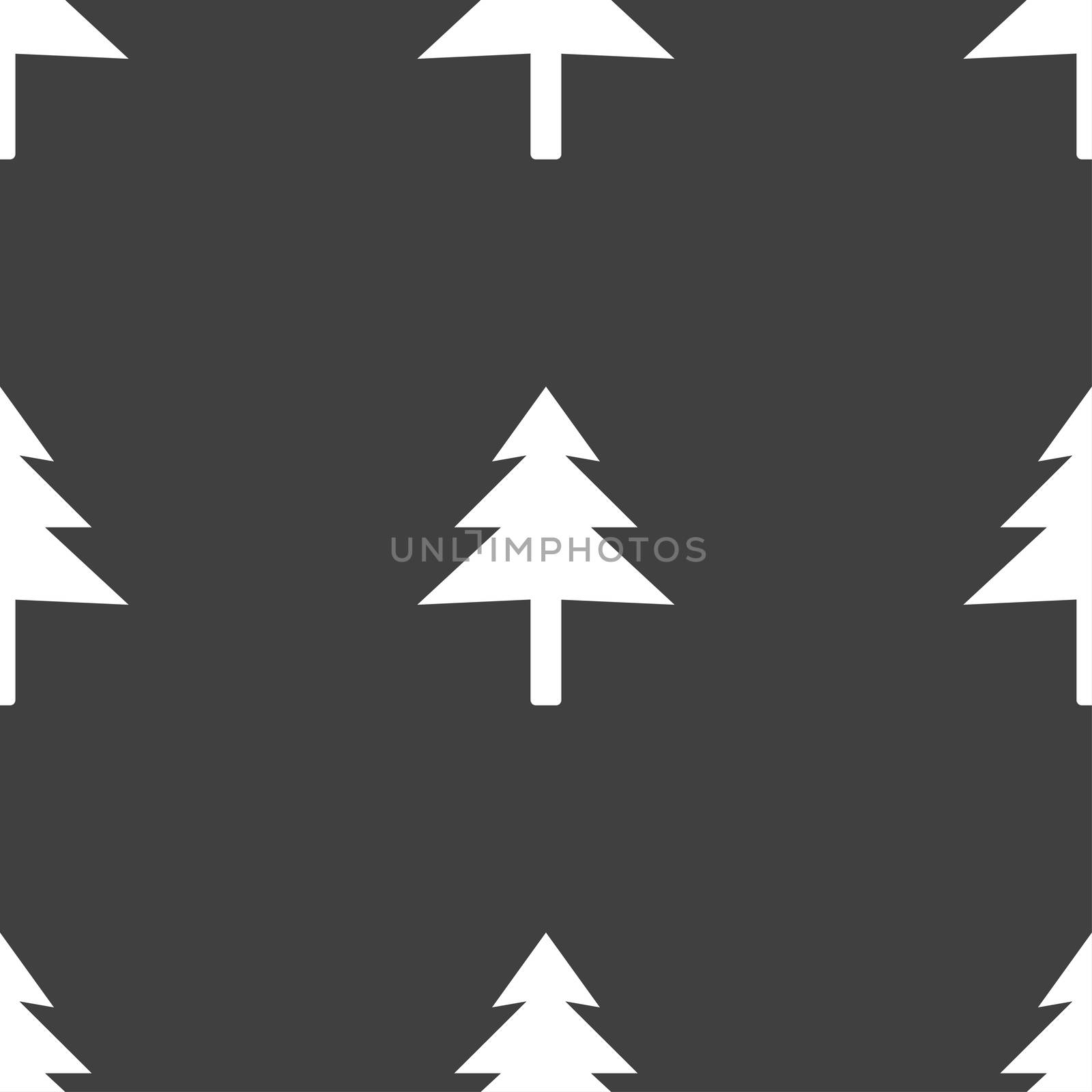 Christmas tree icon sign. Seamless pattern on a gray background. illustration