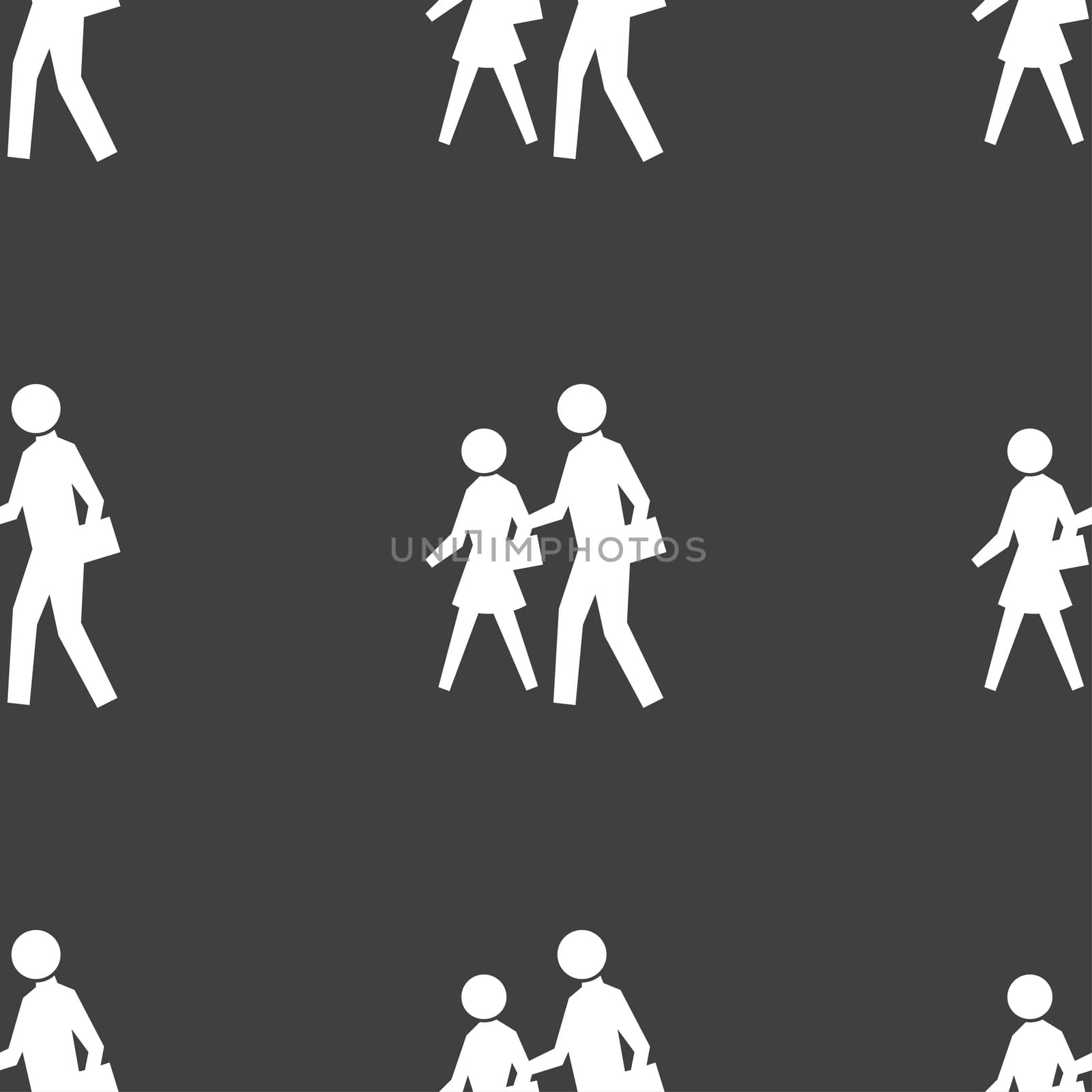 crosswalk icon sign. Seamless pattern on a gray background. illustration