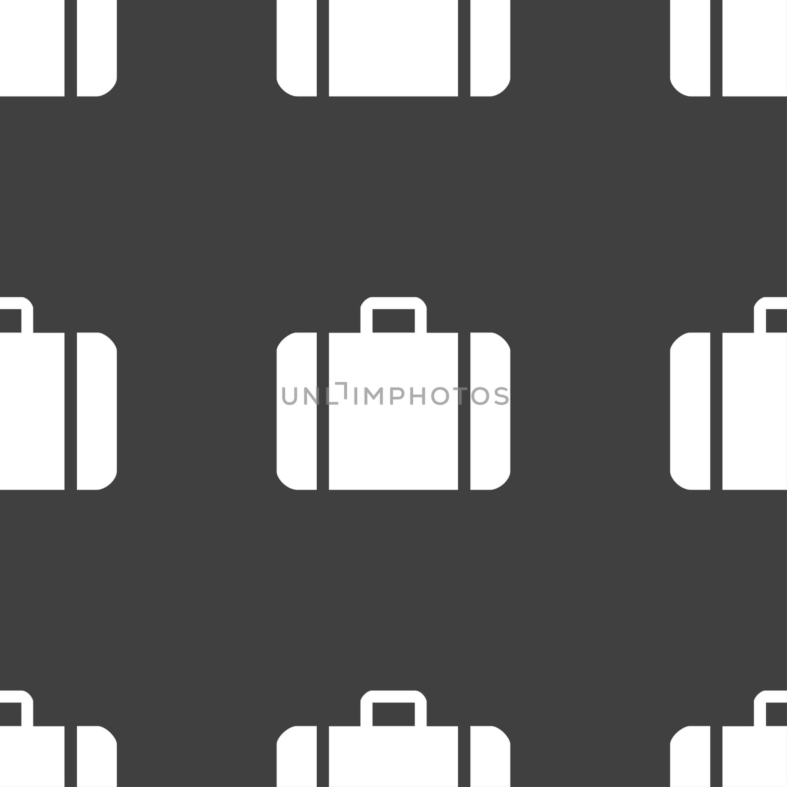 suitcase icon sign. Seamless pattern on a gray background.  by serhii_lohvyniuk