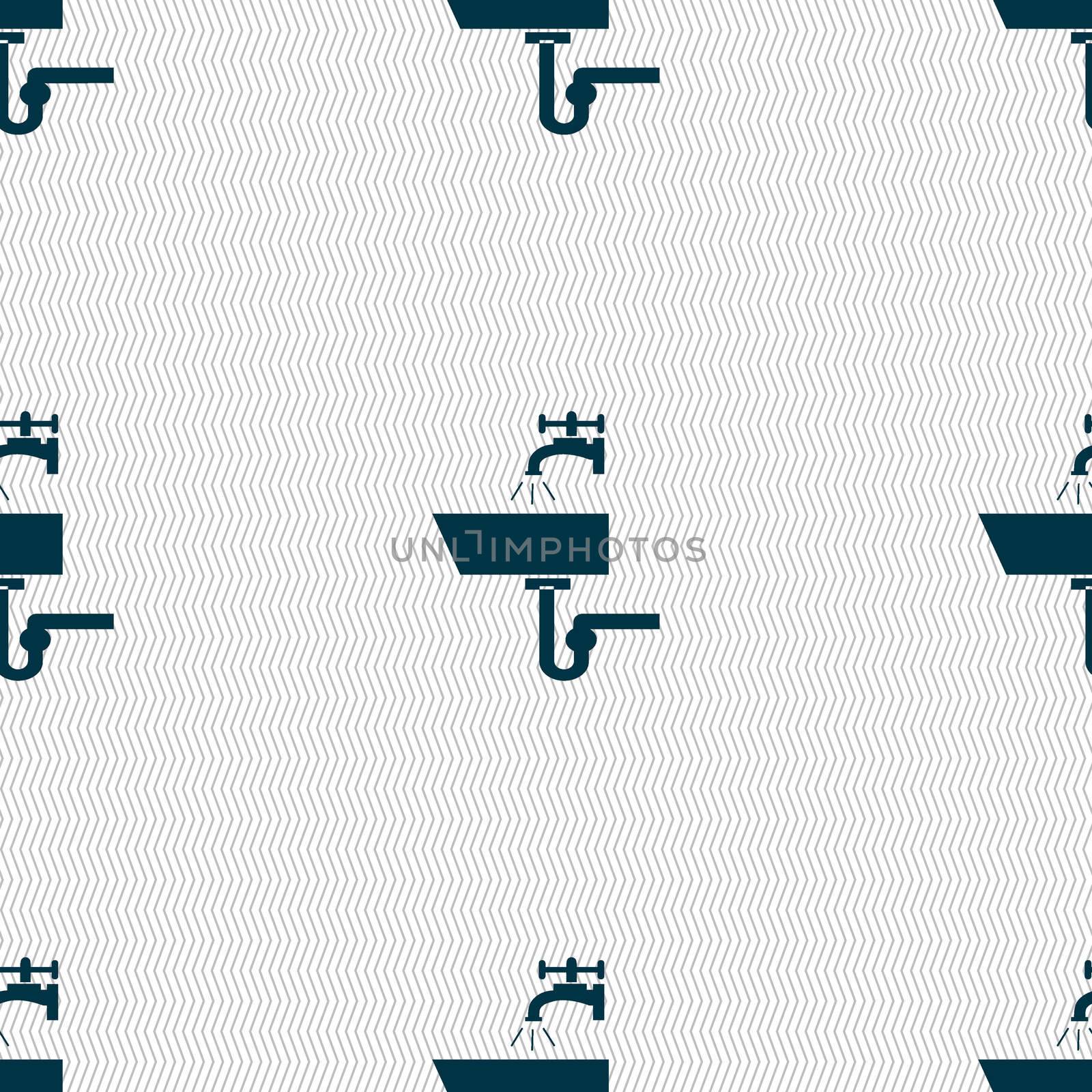 Washbasin icon sign. Seamless abstract background with geometric shapes.  by serhii_lohvyniuk