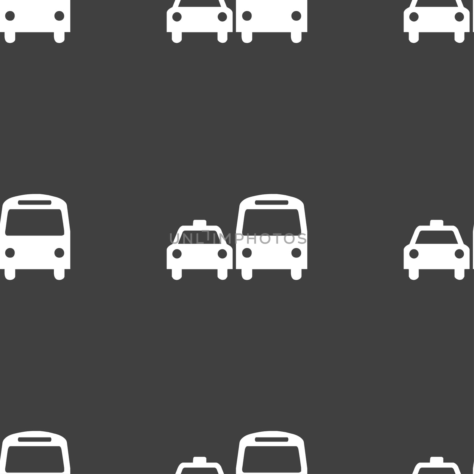 taxi icon sign. Seamless pattern on a gray background. illustration