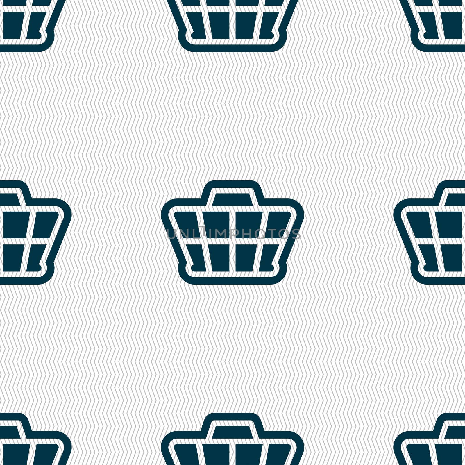 Shopping Cart icon sign. Seamless pattern with geometric texture. illustration