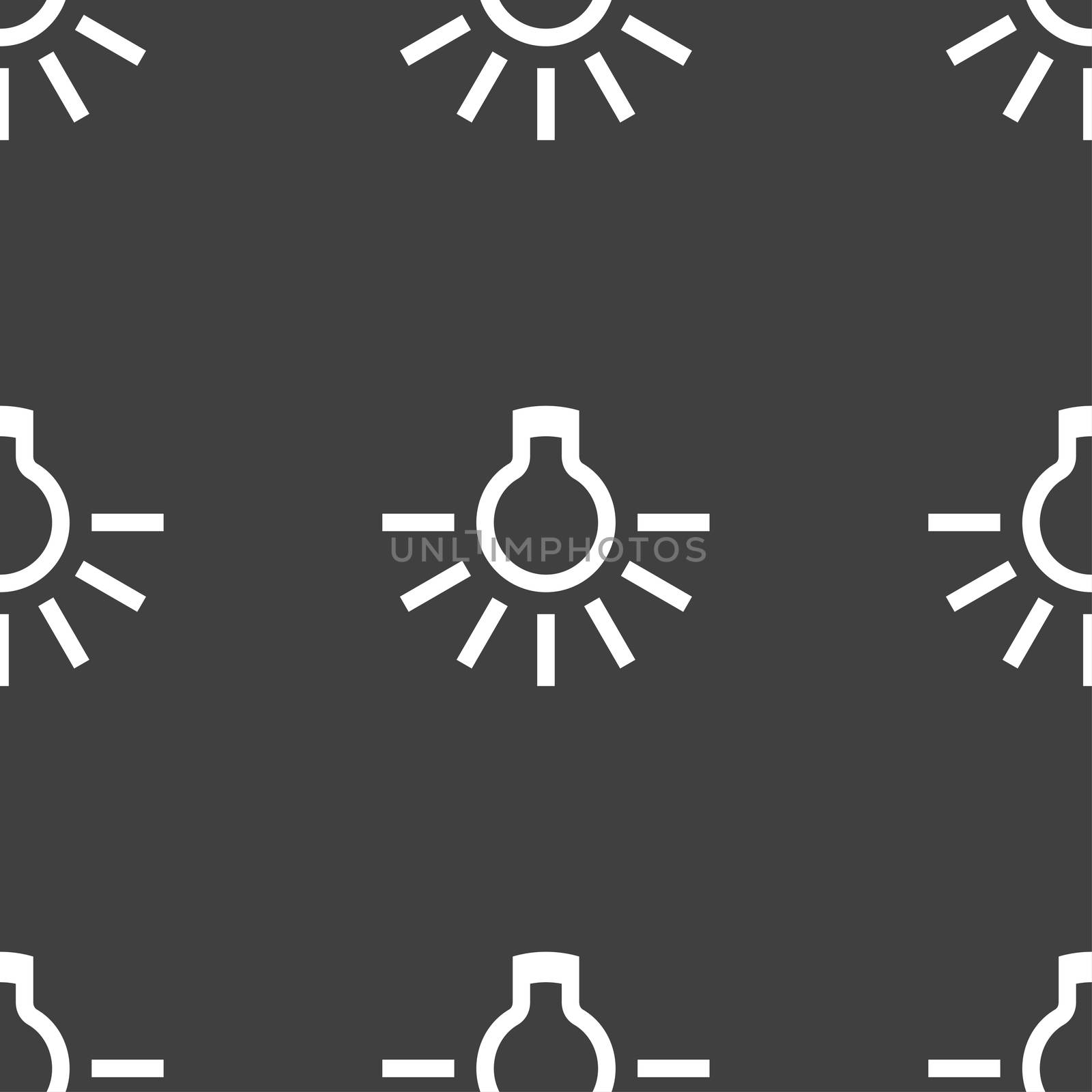 light bulb icon sign. Seamless pattern on a gray background. illustration