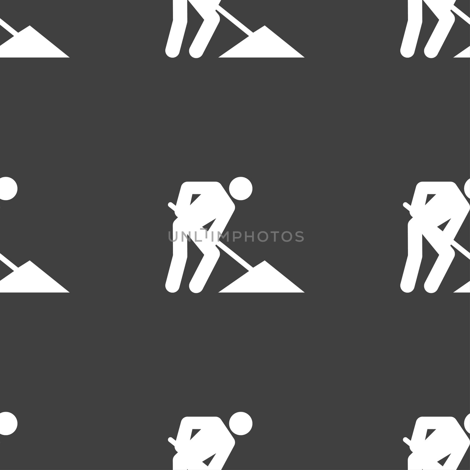 repair of road, construction work icon sign. Seamless pattern on a gray background.  by serhii_lohvyniuk