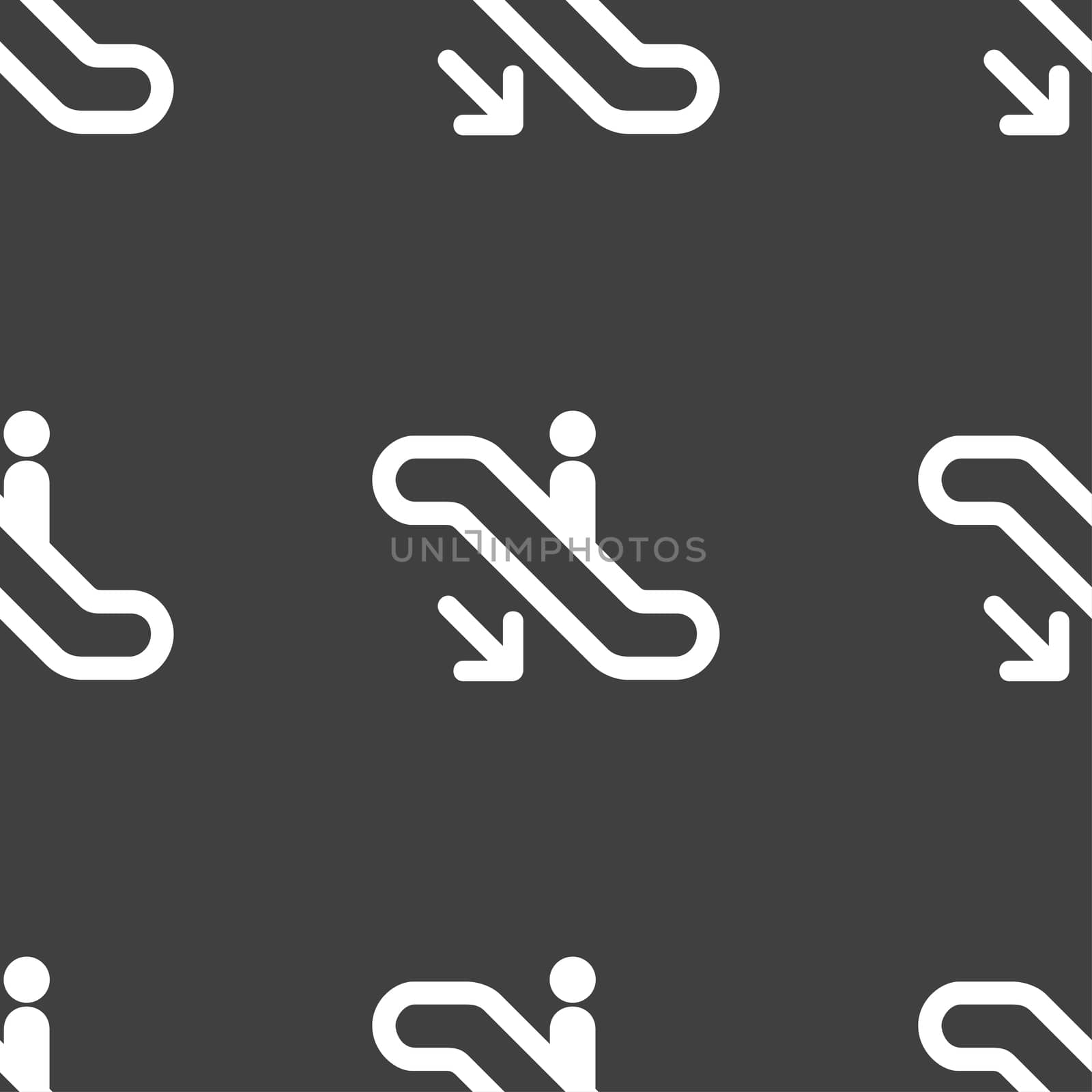 elevator, Escalator, Staircase icon sign. Seamless pattern on a gray background.  by serhii_lohvyniuk
