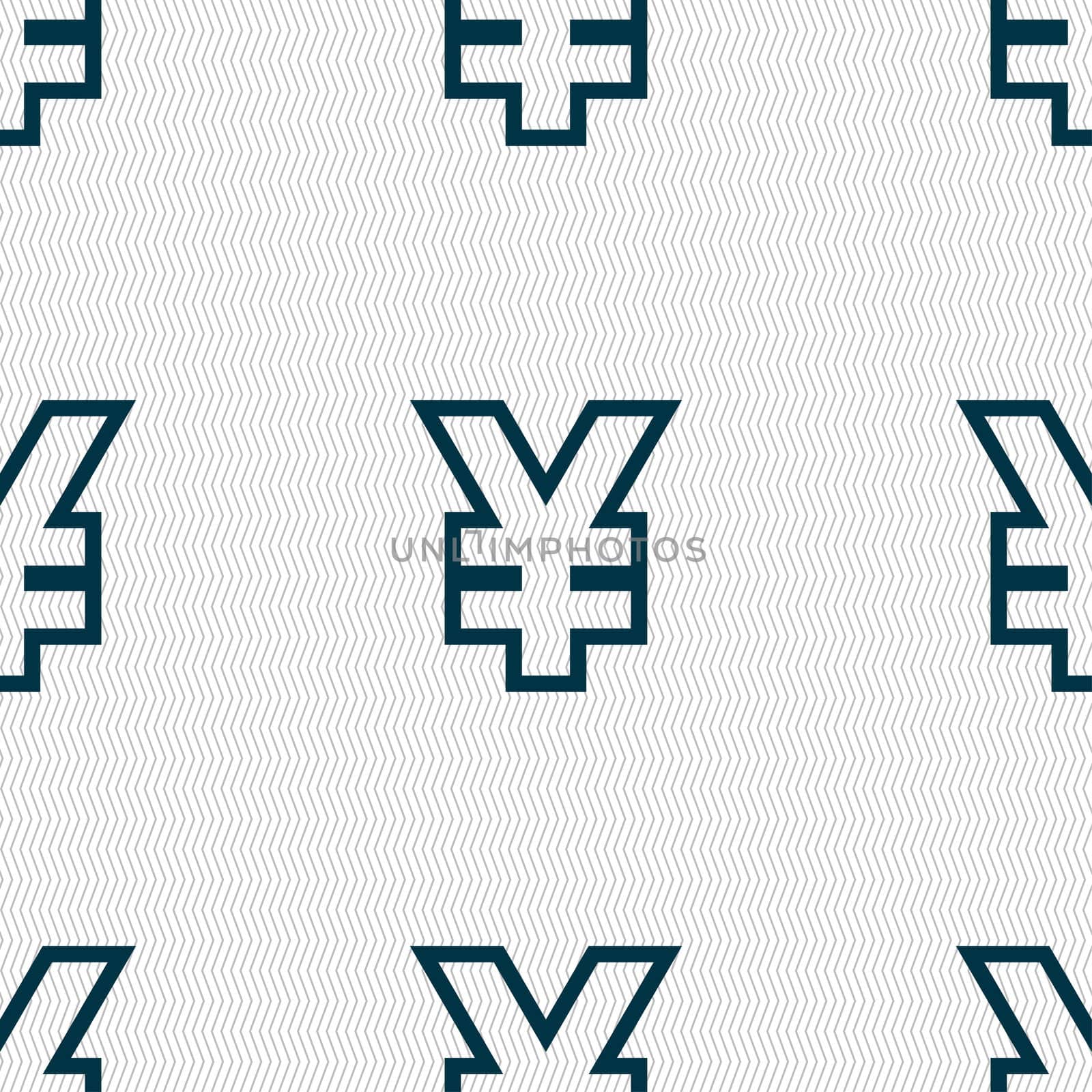 Yen JPY icon sign. Seamless pattern with geometric texture. illustration