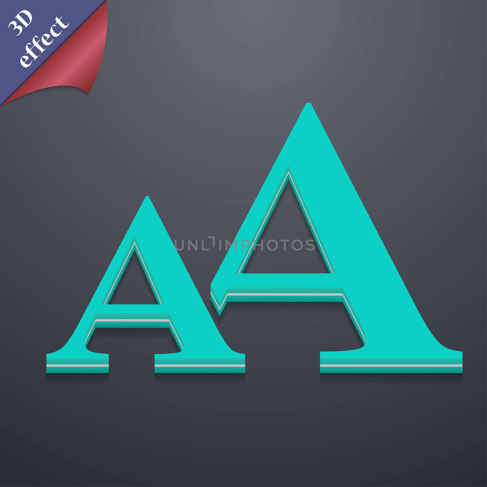 Enlarge font, AA icon symbol. 3D style. Trendy, modern design with space for your text illustration. Rastrized copy