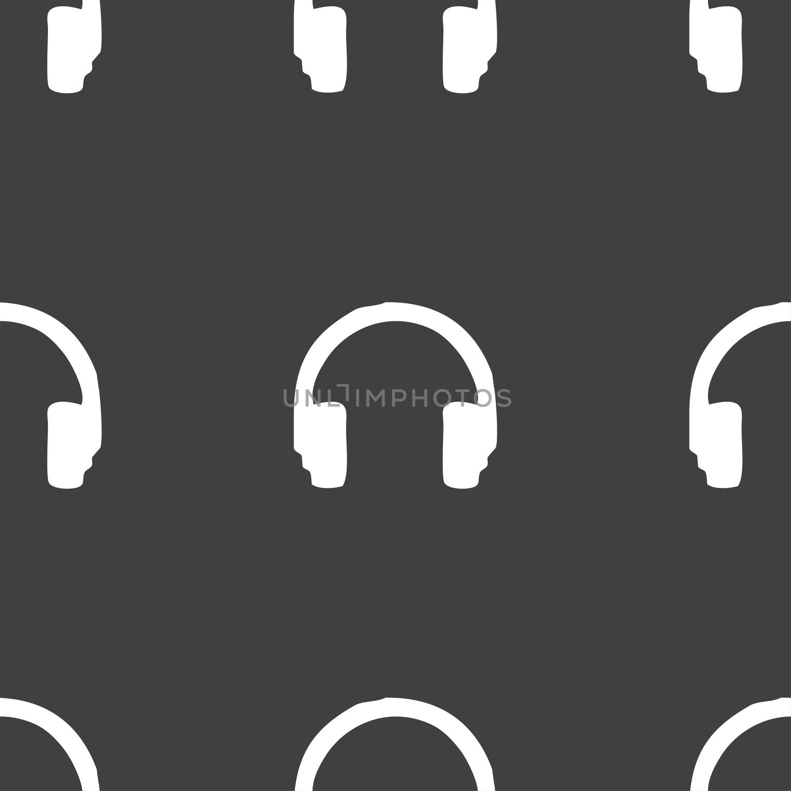 headsets icon sign. Seamless pattern on a gray background. illustration