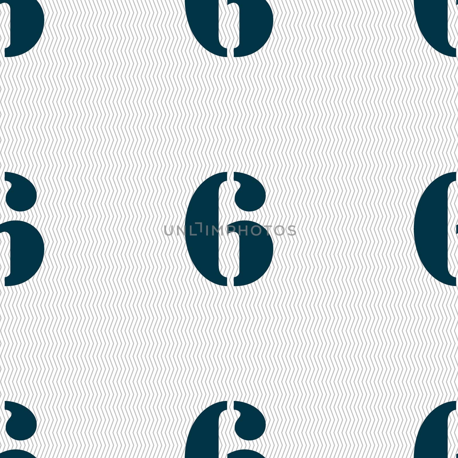 number six icon sign. Seamless abstract background with geometric shapes. illustration