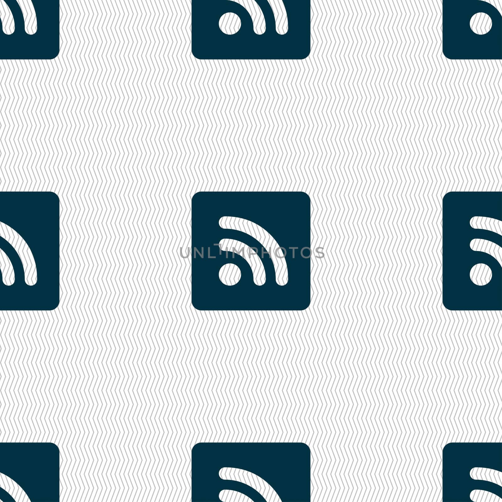 RSS feed icon sign. Seamless pattern with geometric texture. illustration