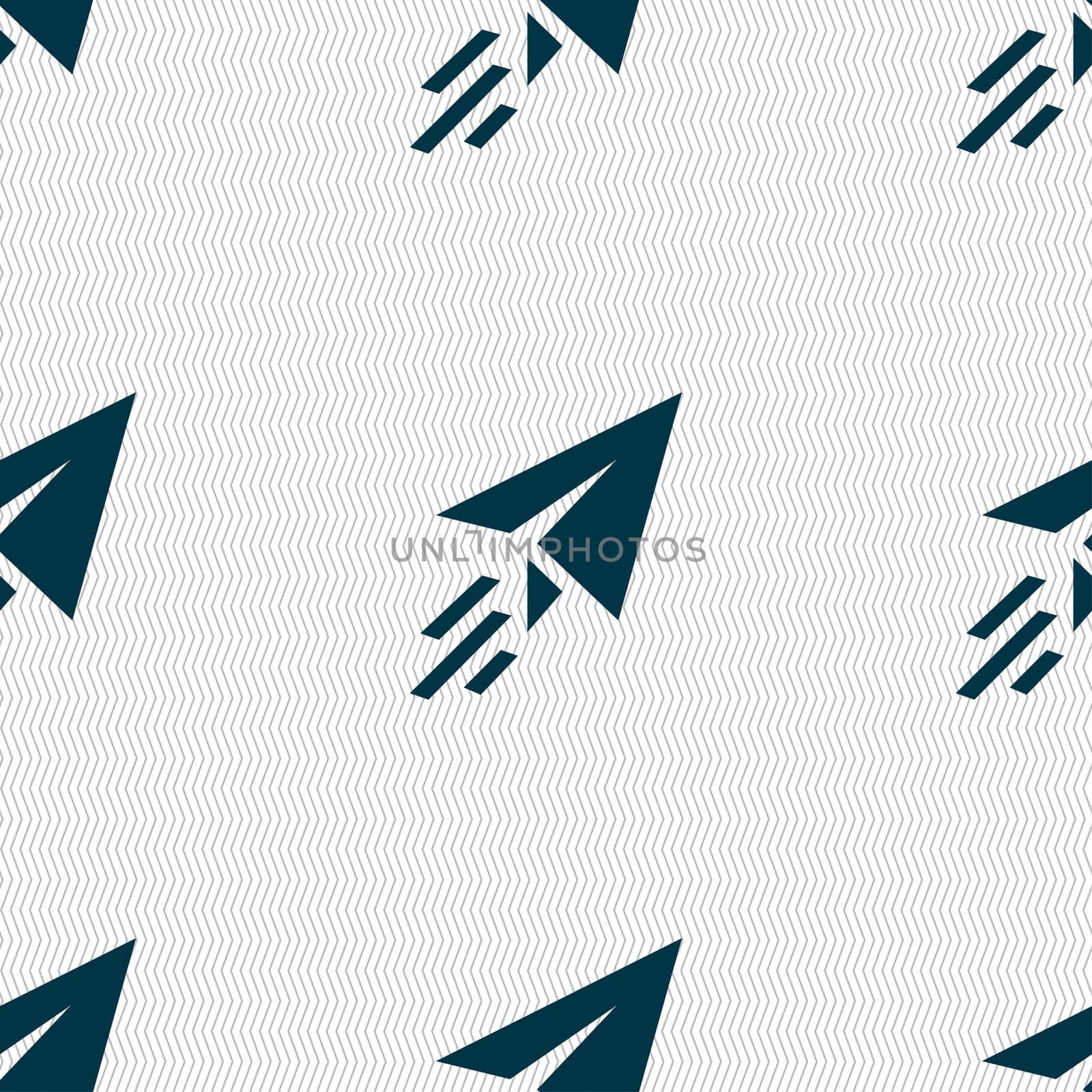 Paper airplane icon sign. Seamless pattern with geometric texture.  by serhii_lohvyniuk