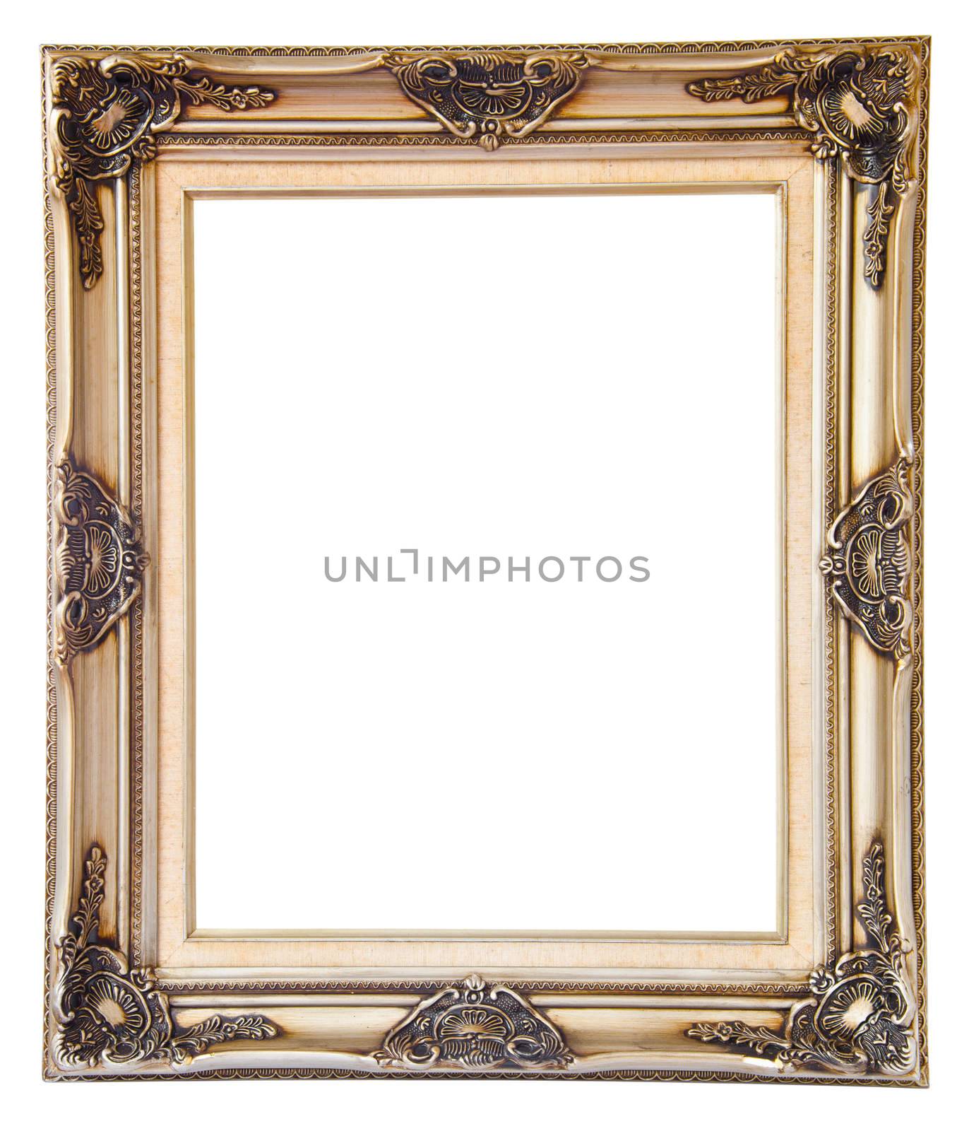 antique gold frame isolated on white background, clipping path