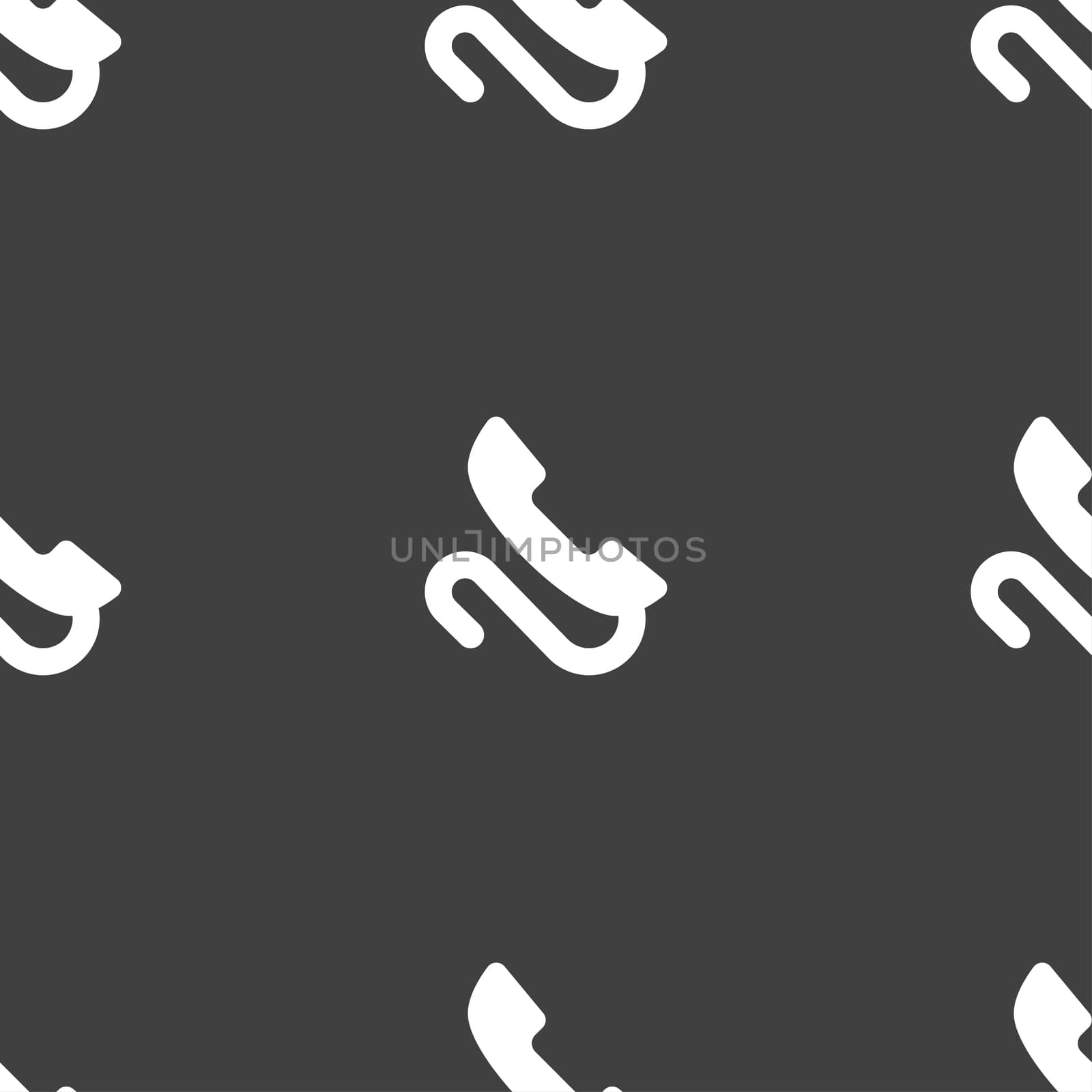 retro telephone handset icon sign. Seamless pattern on a gray background. illustration