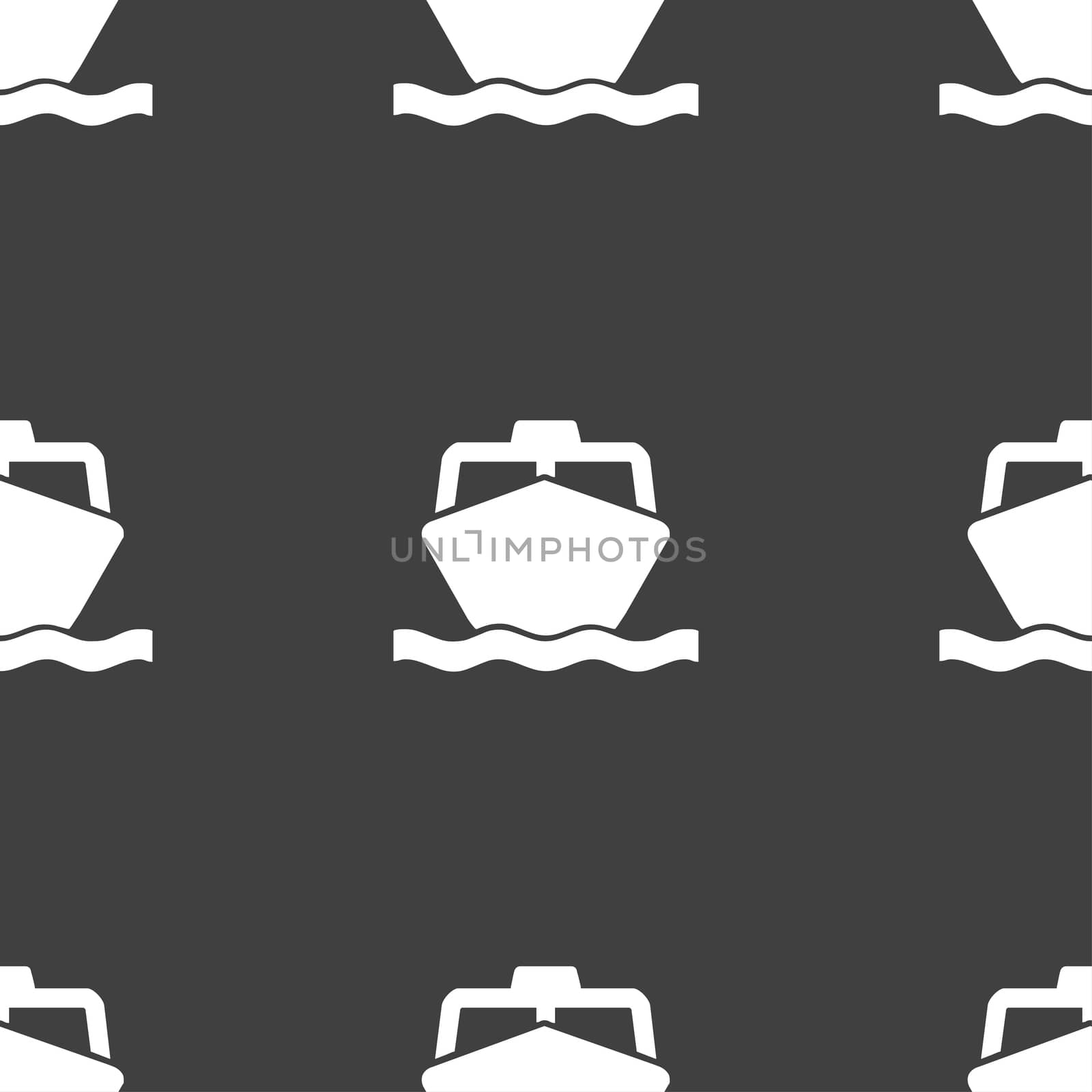 the boat icon sign. Seamless pattern on a gray background. illustration