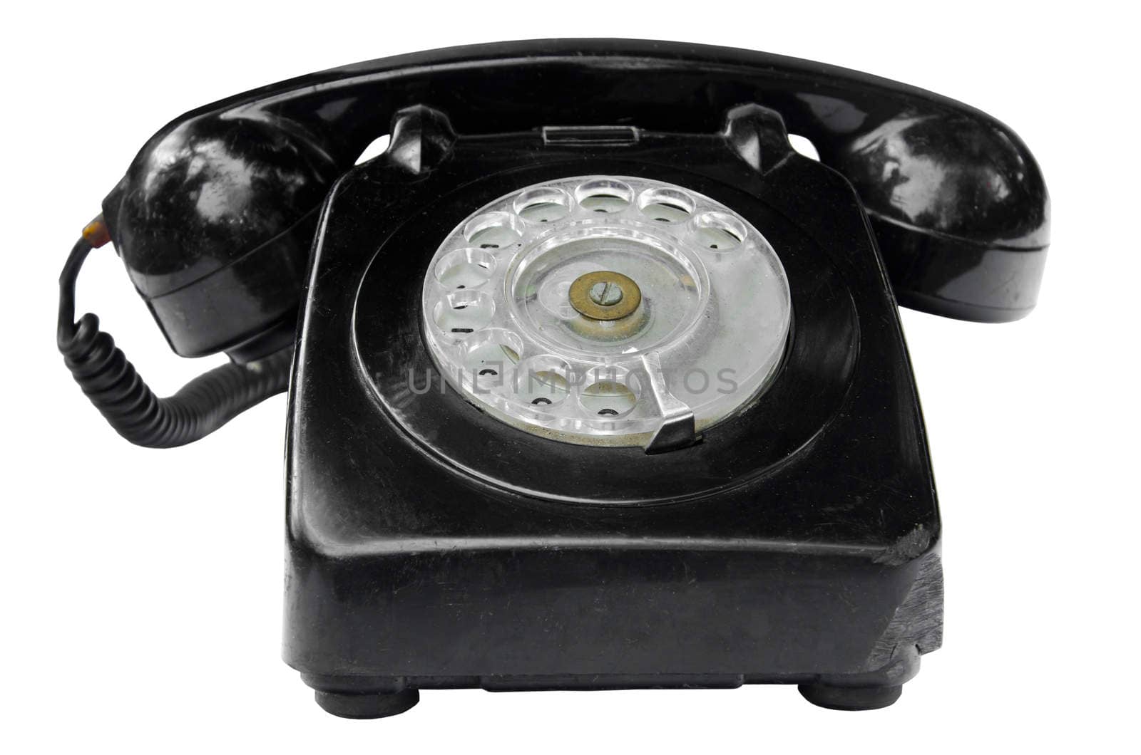 Old vintage phone isolated on white background, clipping path