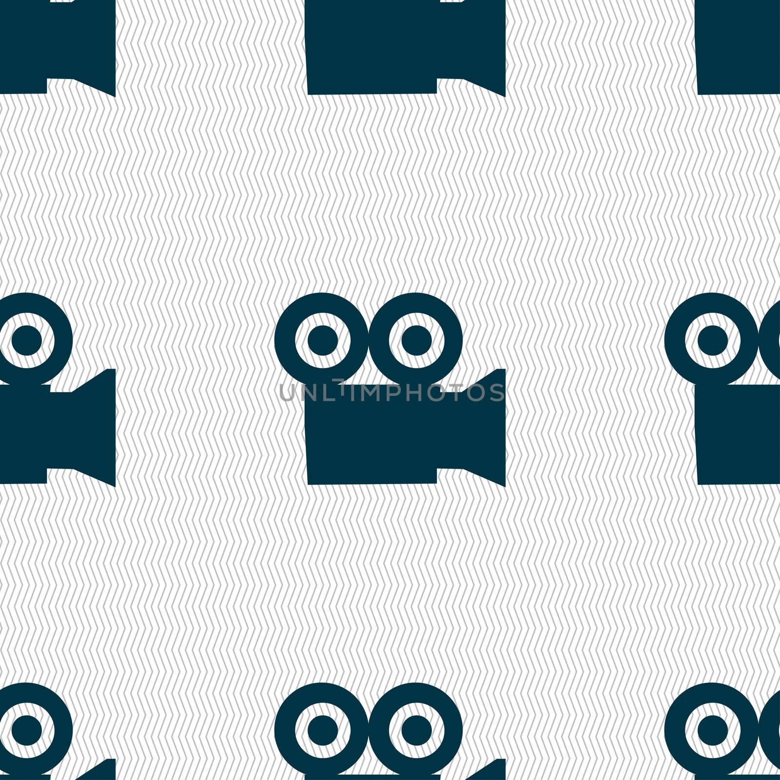 video camera icon sign. Seamless pattern with geometric texture. illustration