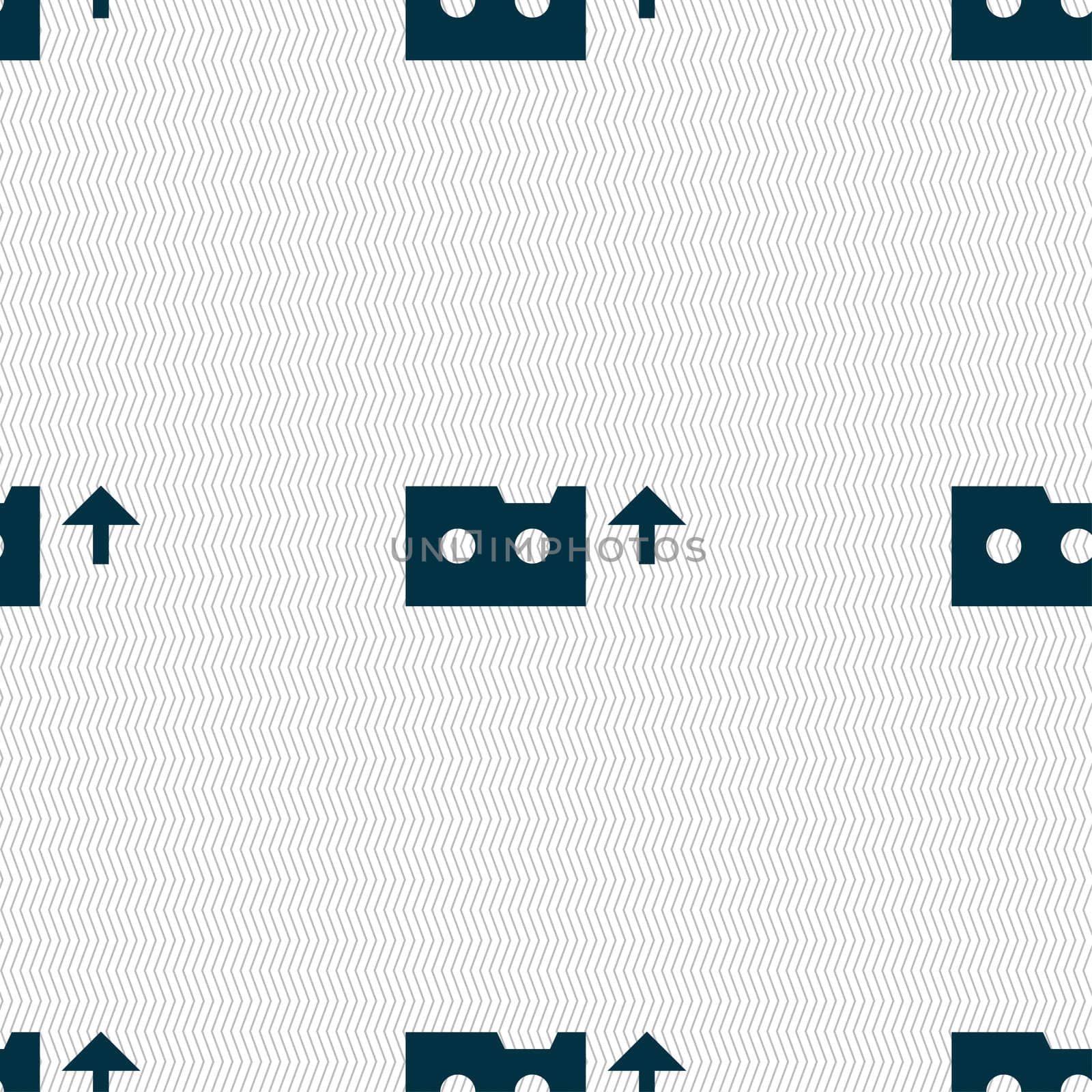 audio cassette icon sign. Seamless pattern with geometric texture. illustration