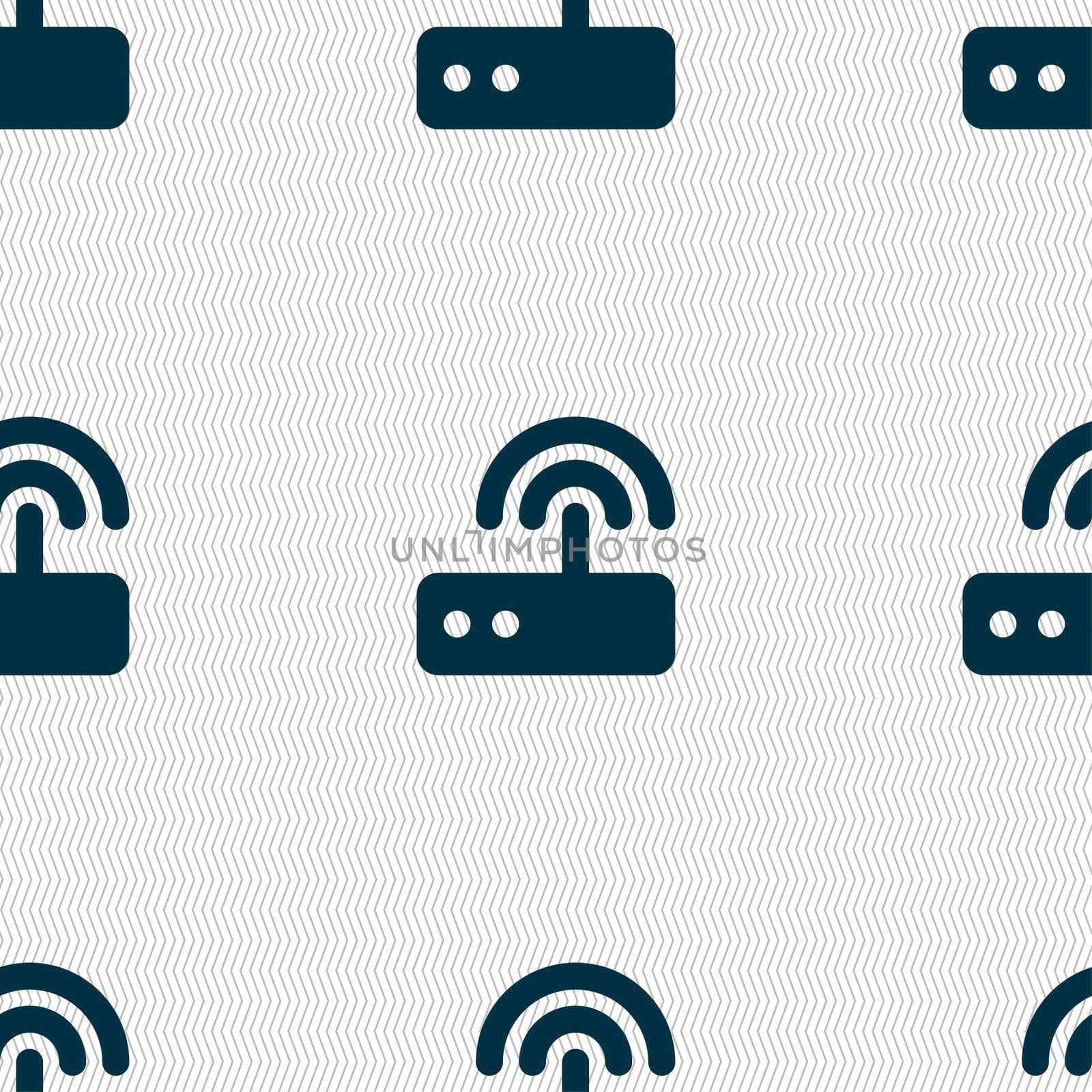 Wi fi router icon sign. Seamless pattern with geometric texture.  by serhii_lohvyniuk