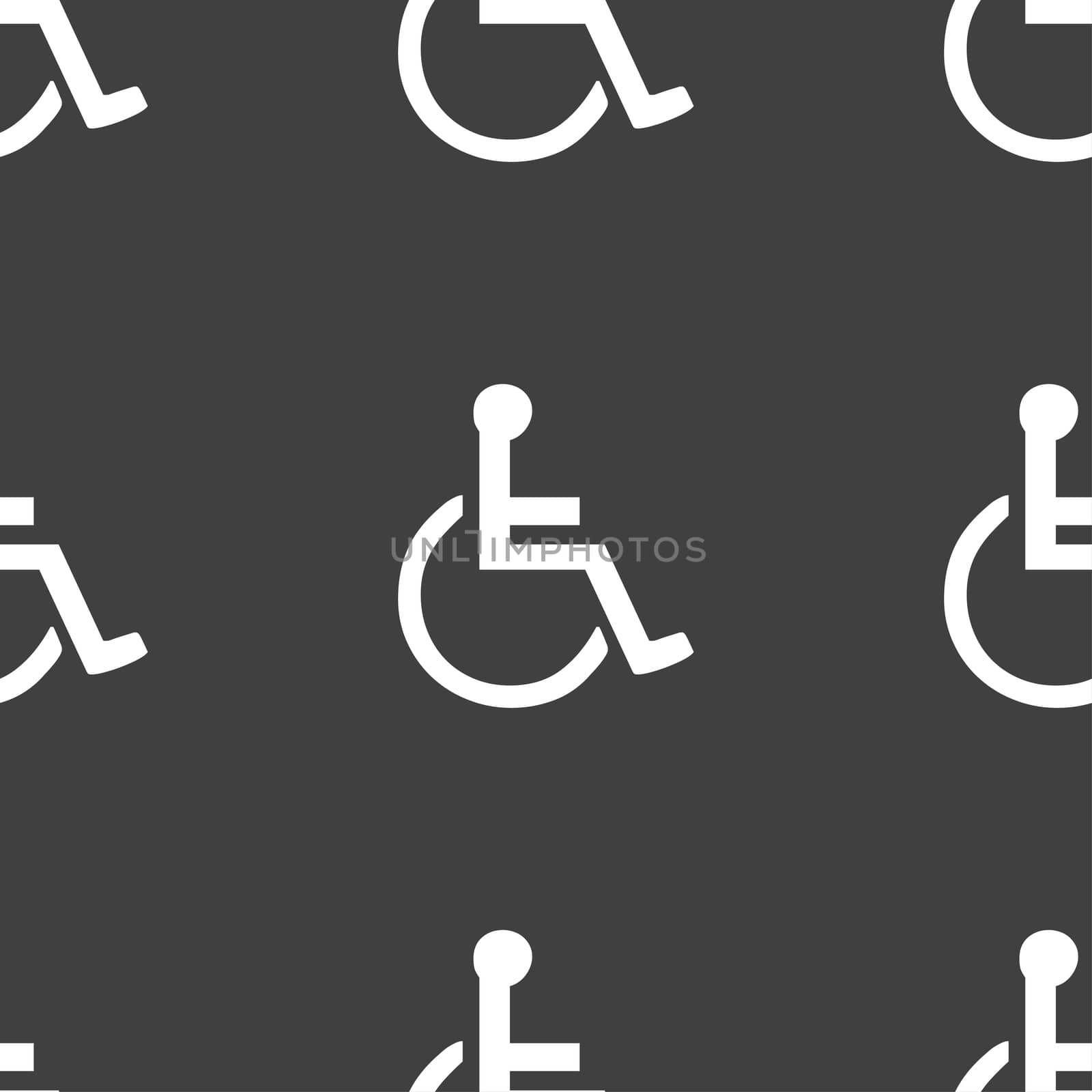 disabled icon sign. Seamless pattern on a gray background. illustration