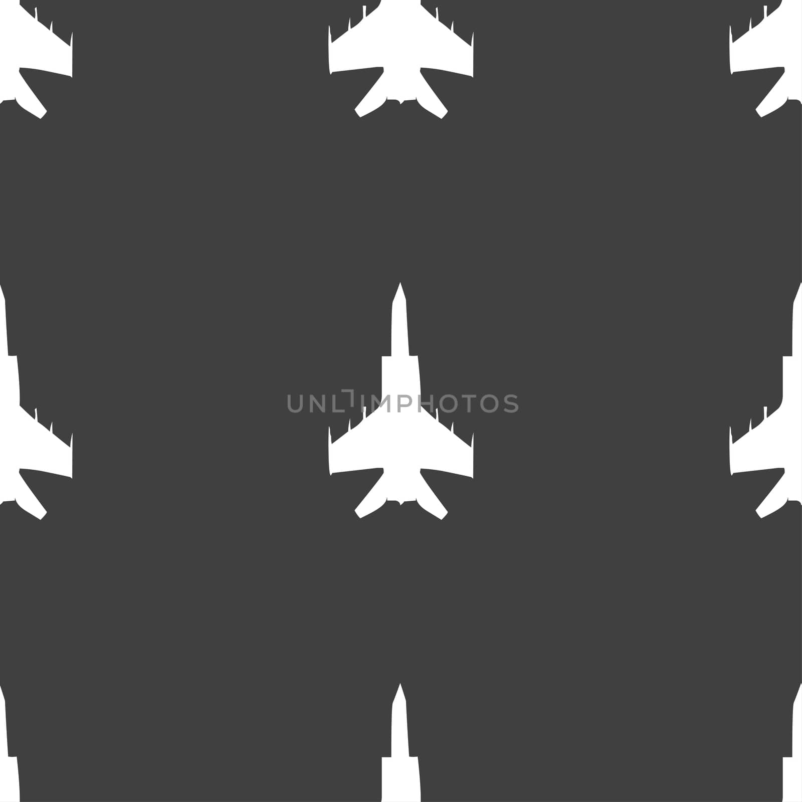 fighter icon sign. Seamless pattern on a gray background. illustration