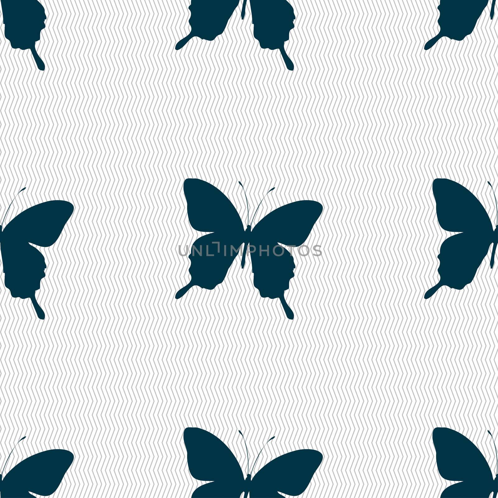 butterfly icon sign. Seamless pattern with geometric texture. illustration