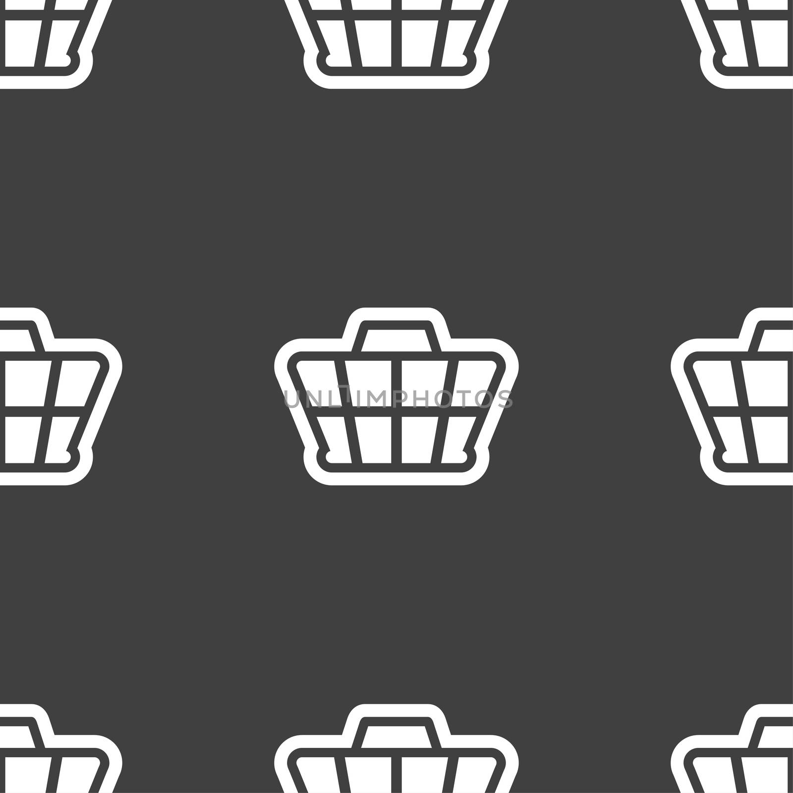 Shopping Cart icon sign. Seamless pattern on a gray background. illustration