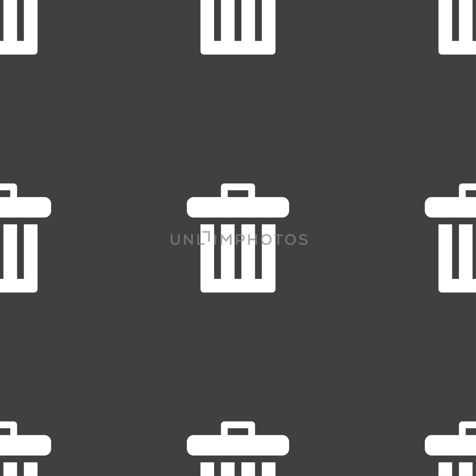 Recycle bin icon sign. Seamless pattern on a gray background. illustration