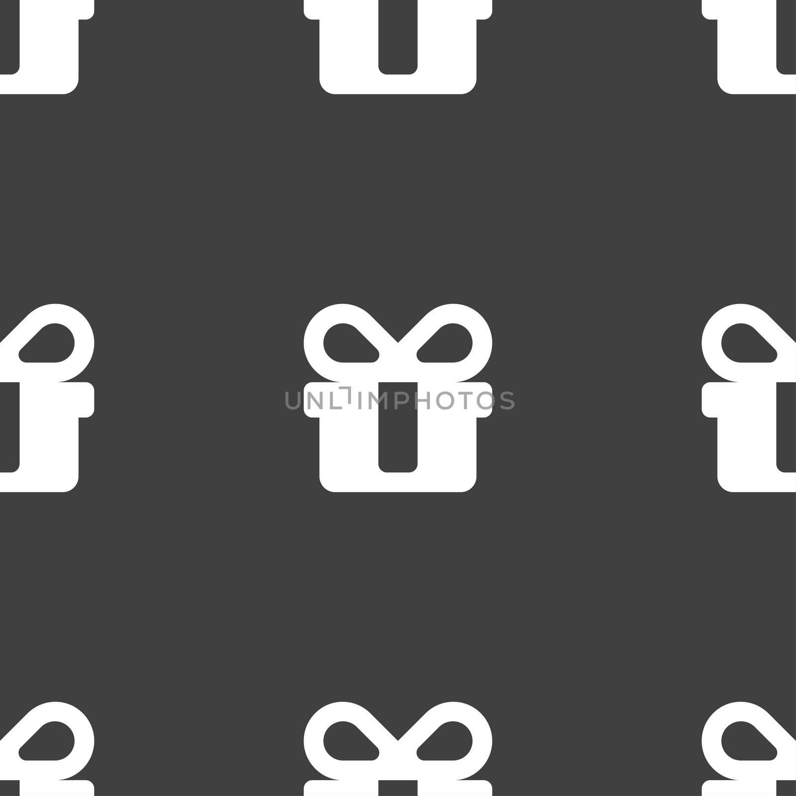 gift icon sign. Seamless pattern on a gray background.  by serhii_lohvyniuk