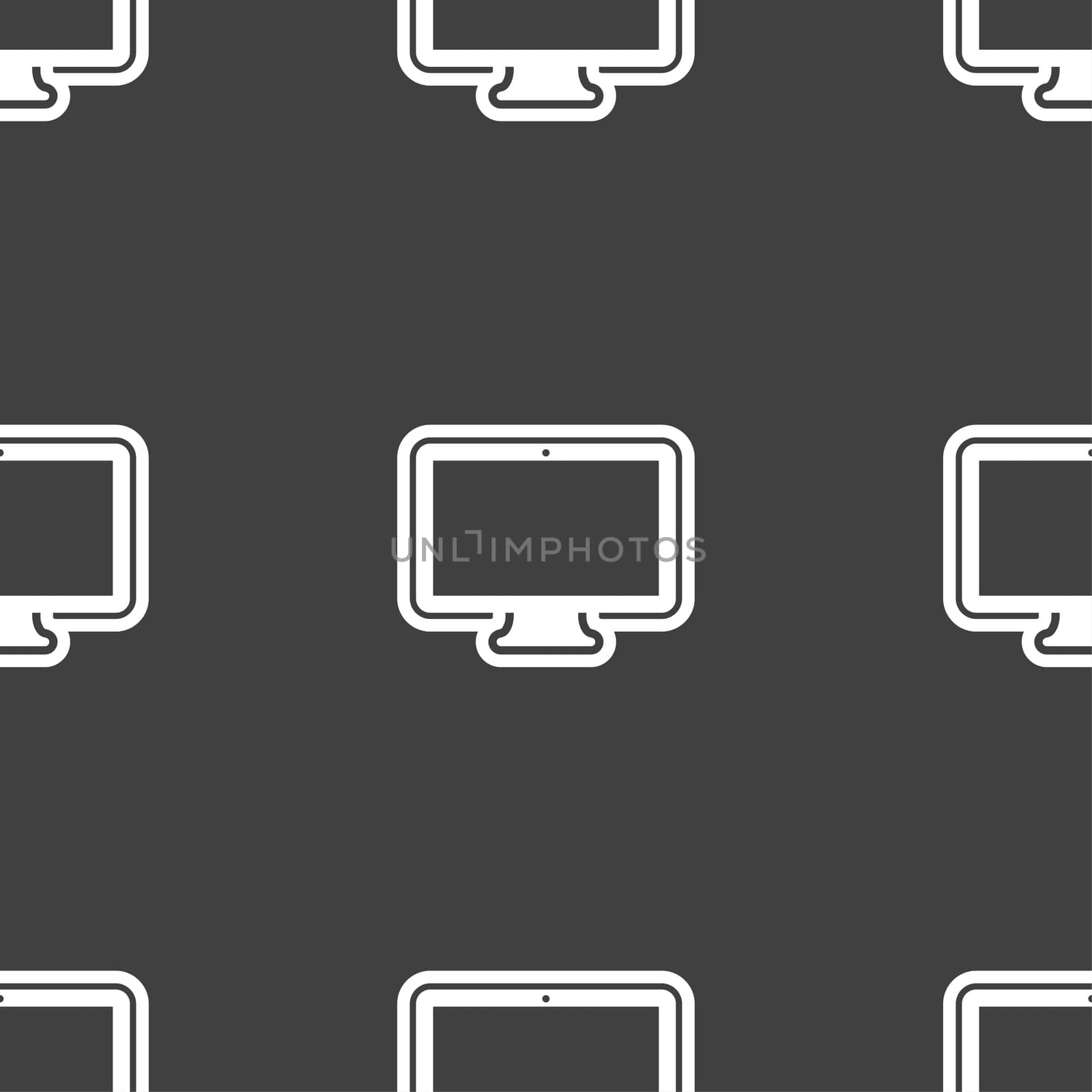 monitor icon sign. Seamless pattern on a gray background. illustration