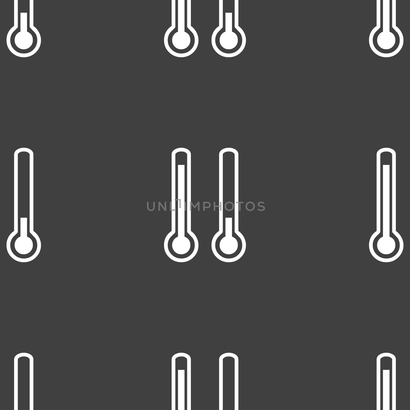 thermometer temperature icon sign. Seamless pattern on a gray background.  by serhii_lohvyniuk