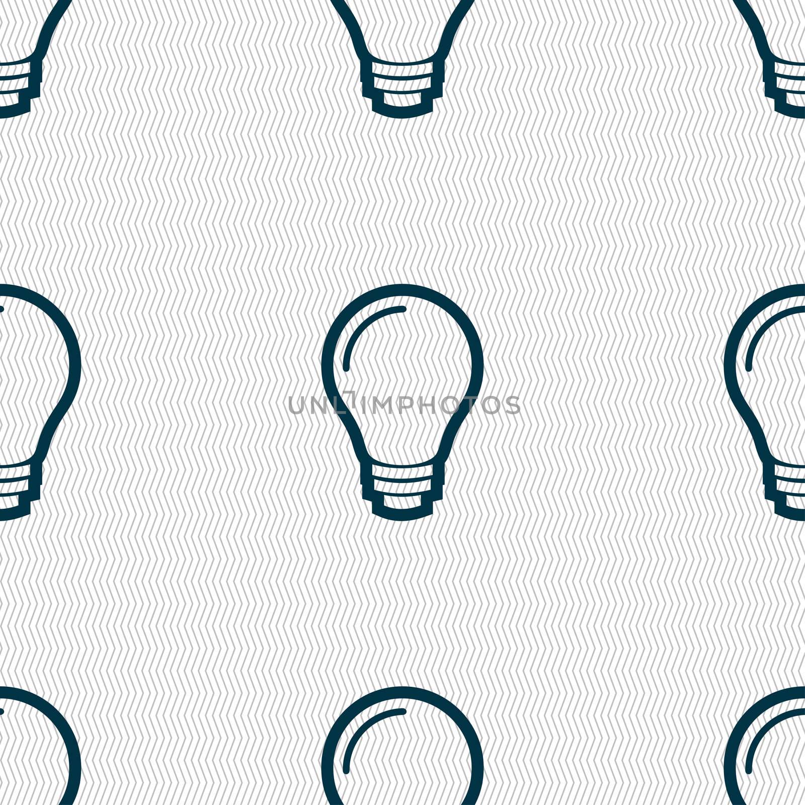 Light bulb icon sign. Seamless pattern with geometric texture. illustration